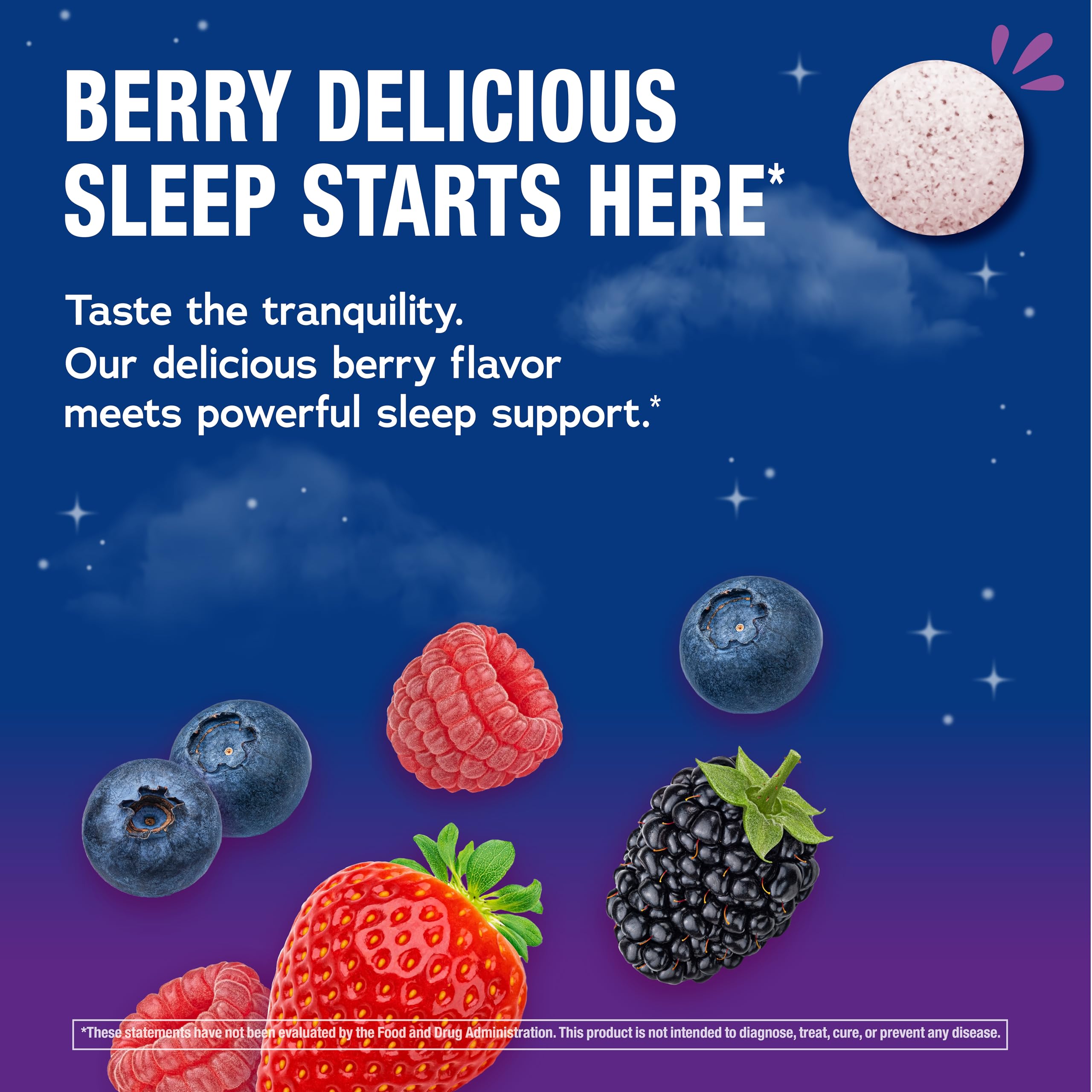Natural Vitality Calm Sleep Melatonin Fast Dissolve Tablets on a table
