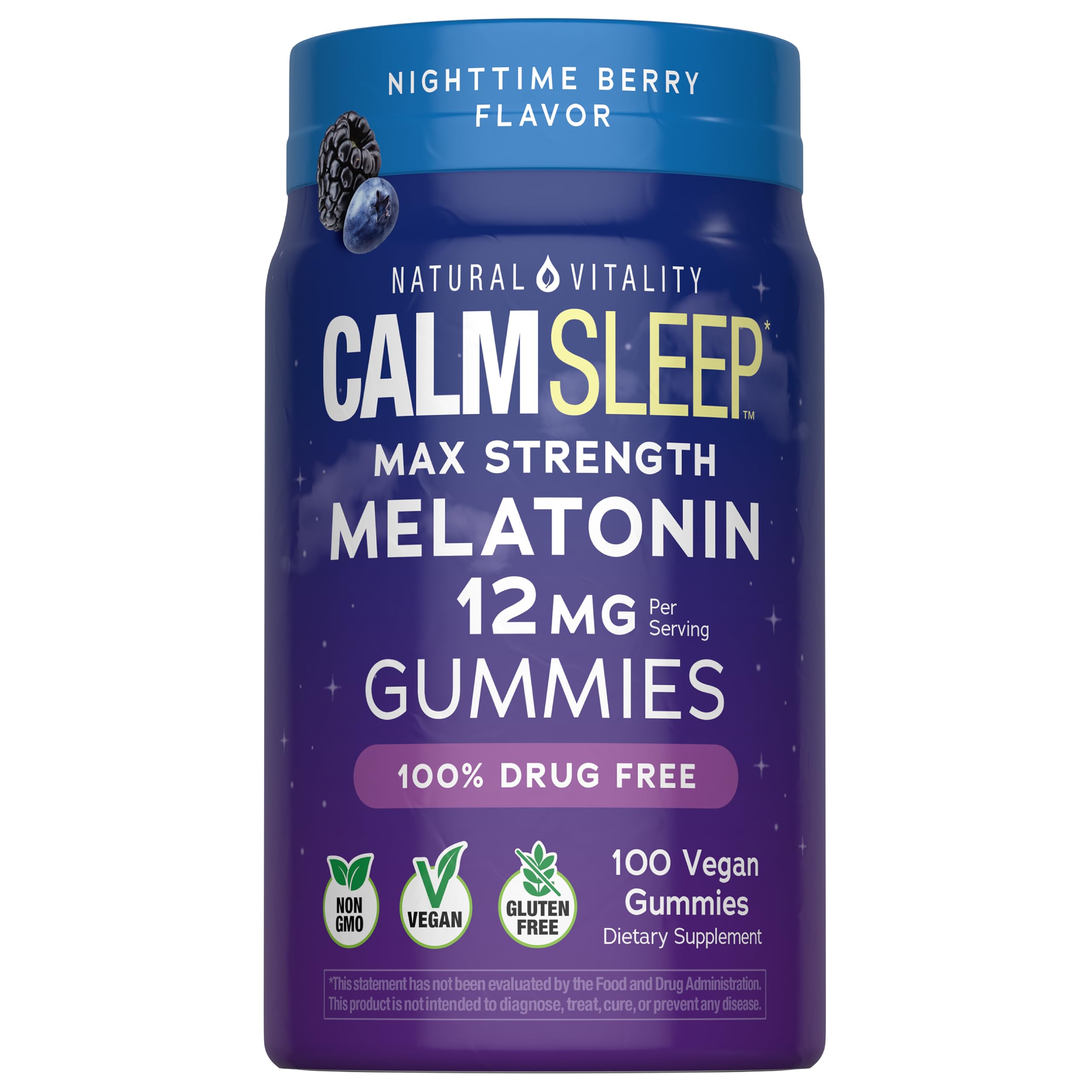Natural Vitality CALMSleep Max Strength Melatonin Gummies front view