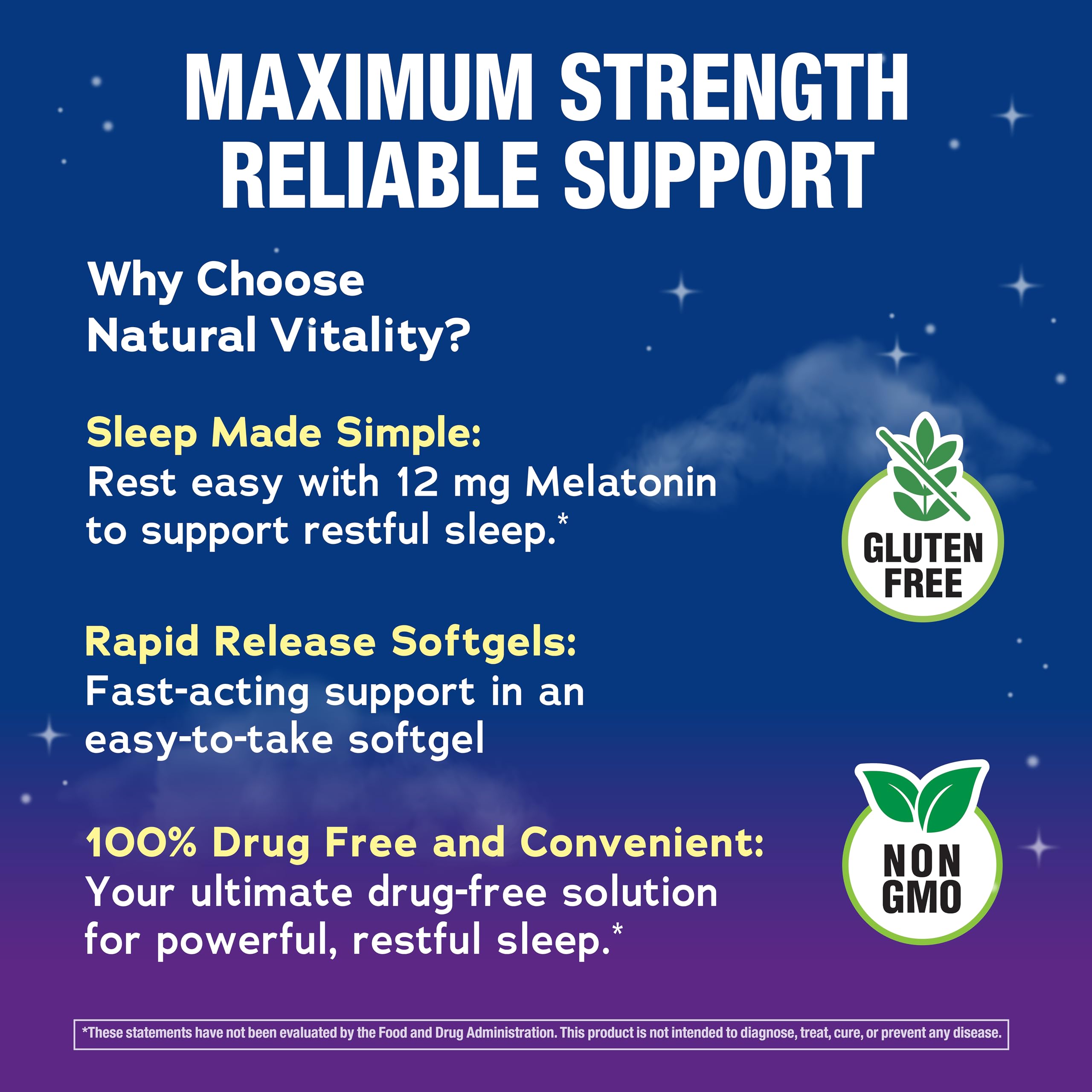 Natural Vitality CALMSleep Melatonin Softgels back view with ingredients
