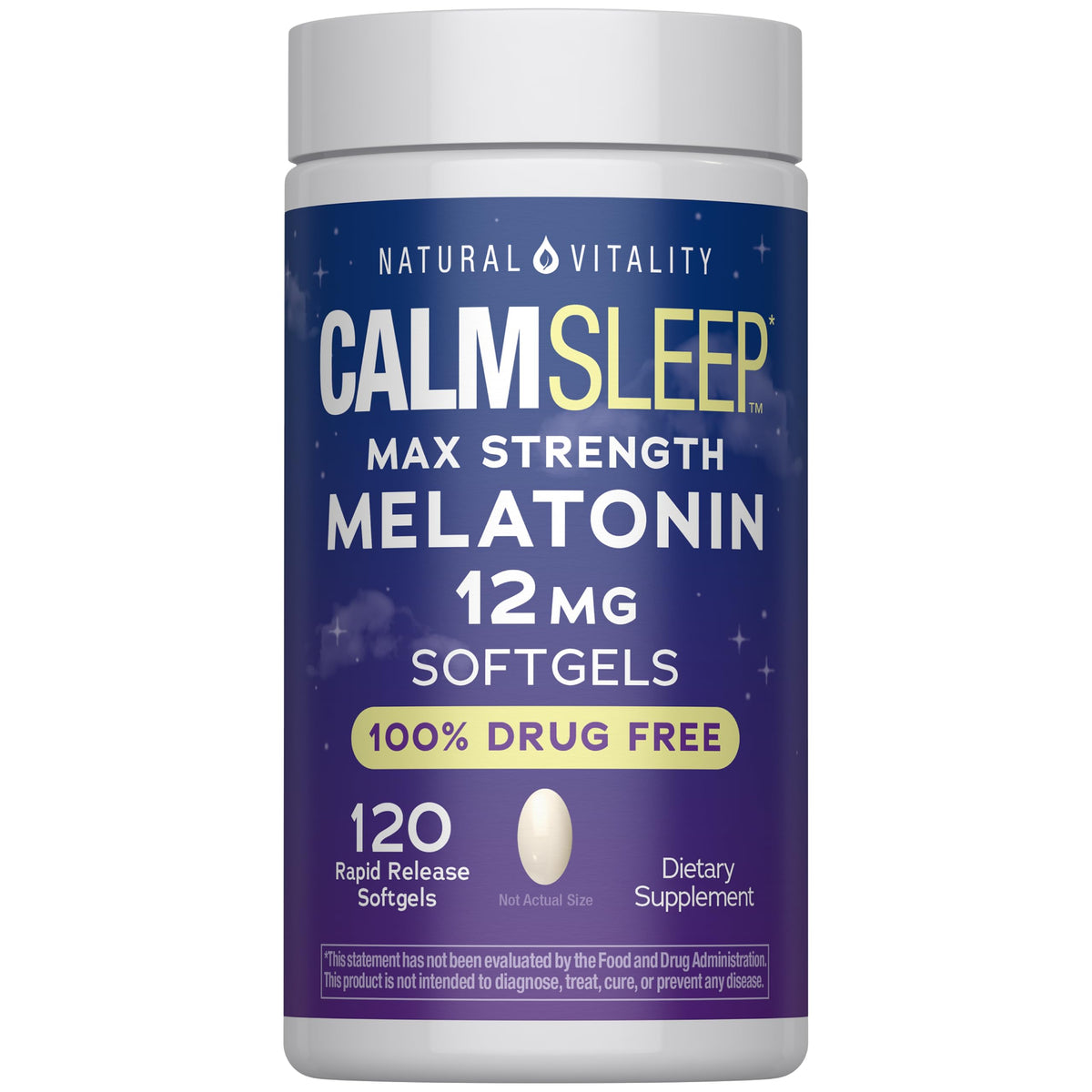 Natural Vitality CALMSleep Melatonin Softgels front view