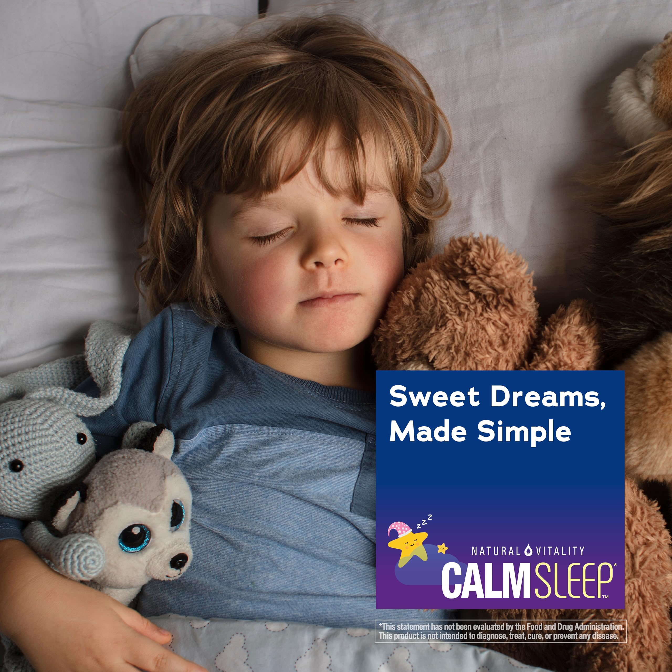 Natural Vitality Kids CALMSleep™ Chewable Tablets back view with ingredients list