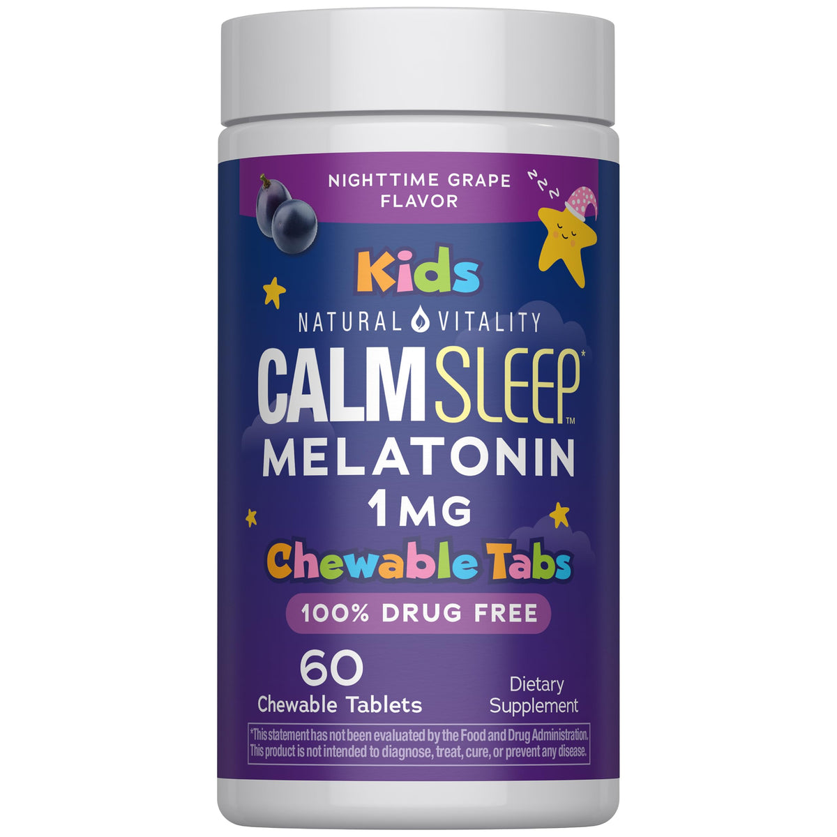 Natural Vitality Kids CALMSleep™ Chewable Tablets front view packaging
