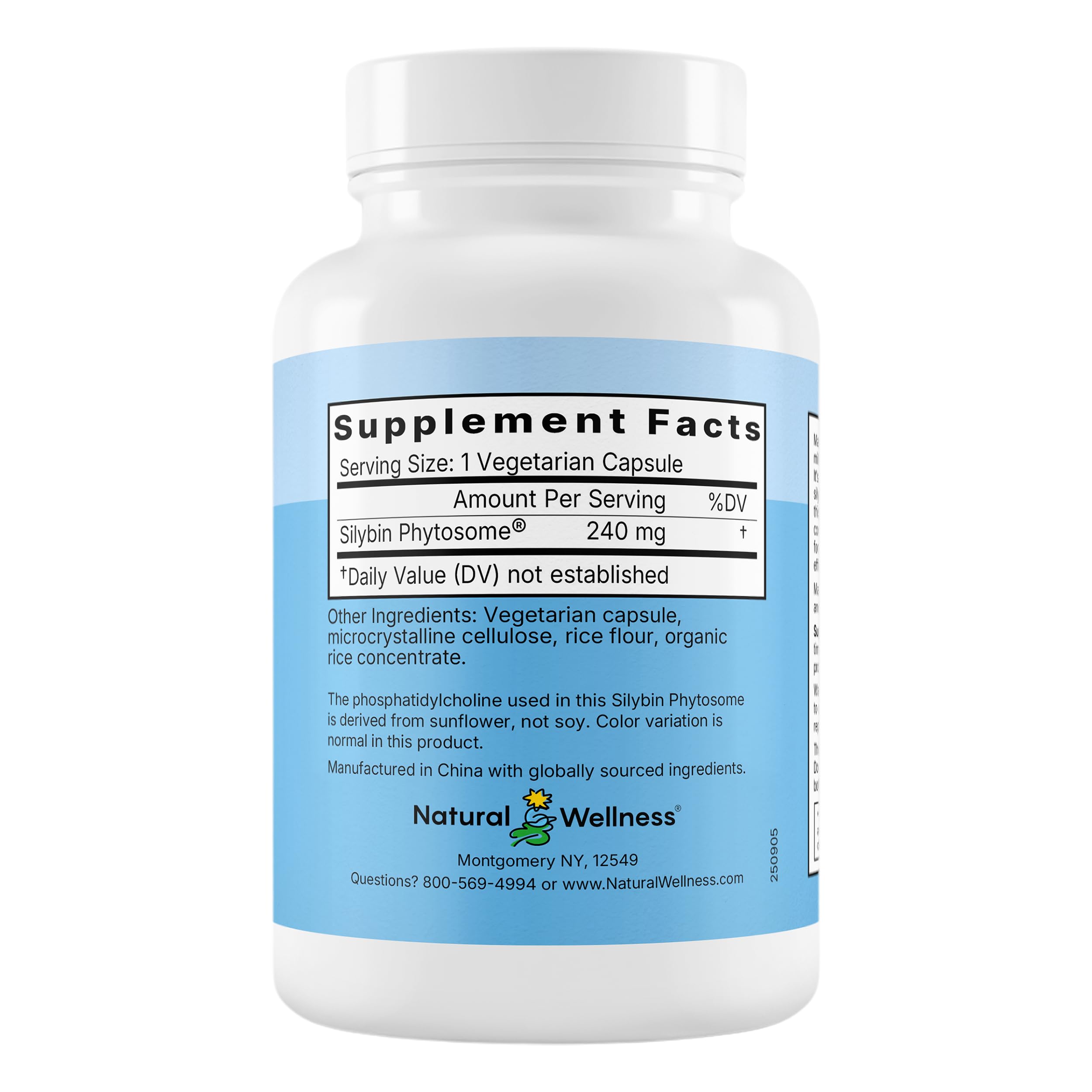 Natural Wellness Maximum Milk Thistle 720mg capsules side view