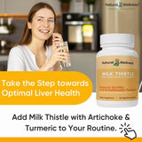 Natural Wellness Milk Thistle with Artichoke & Turmeric 175mg Capsules on a wooden surface