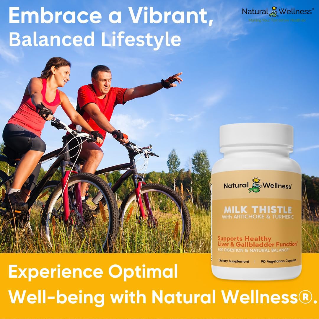 Natural Wellness Milk Thistle with Artichoke & Turmeric 175mg Capsules side view