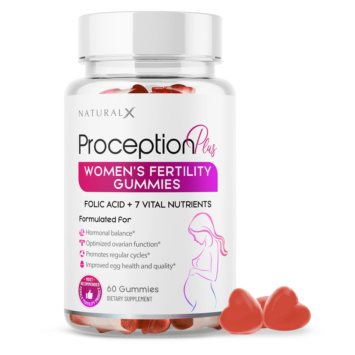Natural X Prenatal Vitamins Gummies 60 count strawberry flavour front view