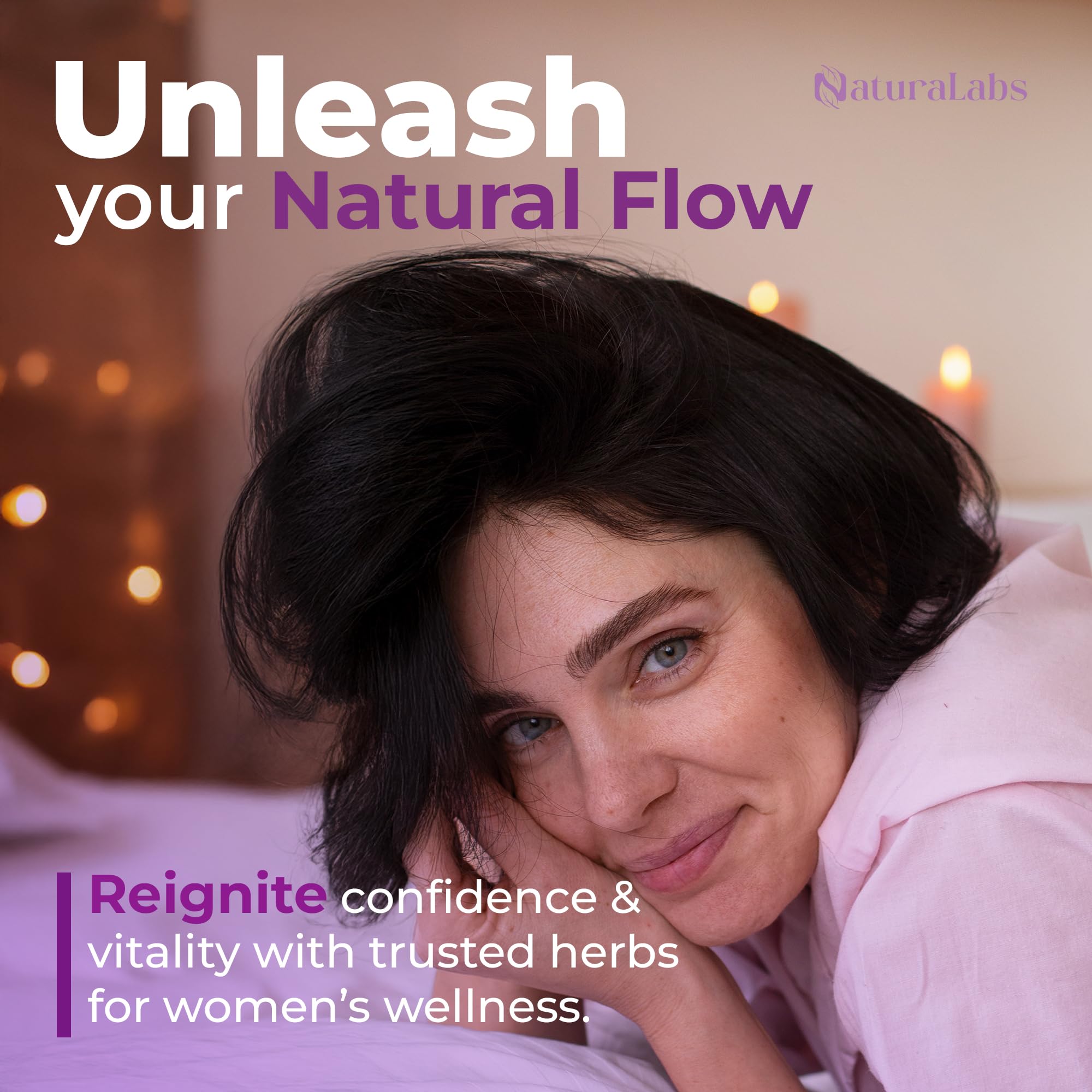 NATURALABS Flow+ Female Vitality Supplement back view with ingredient list