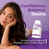 NATURALABS Flow+ Female Vitality Supplement with a measuring spoon