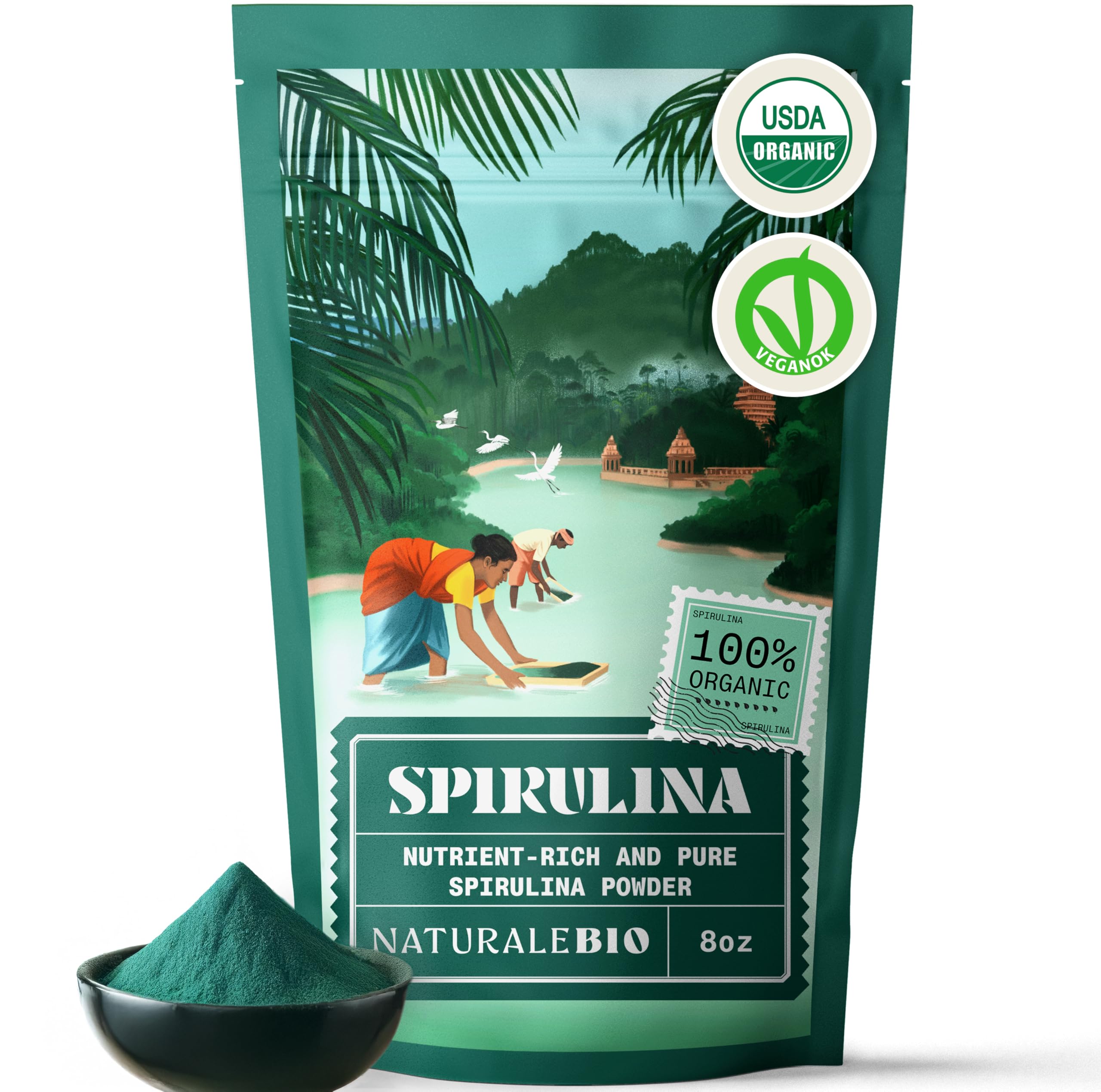 NaturaleBio Organic Spirulina Powder 200g front view