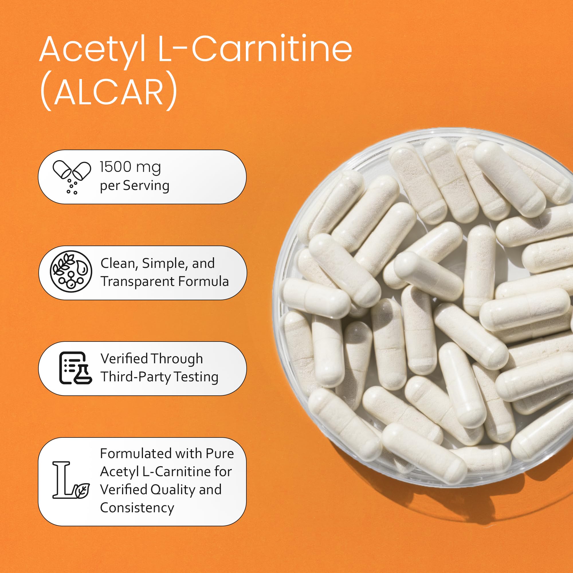 NaturaLife Labs Acetyl L-Carnitine 1500mg vegan capsules on a wooden table