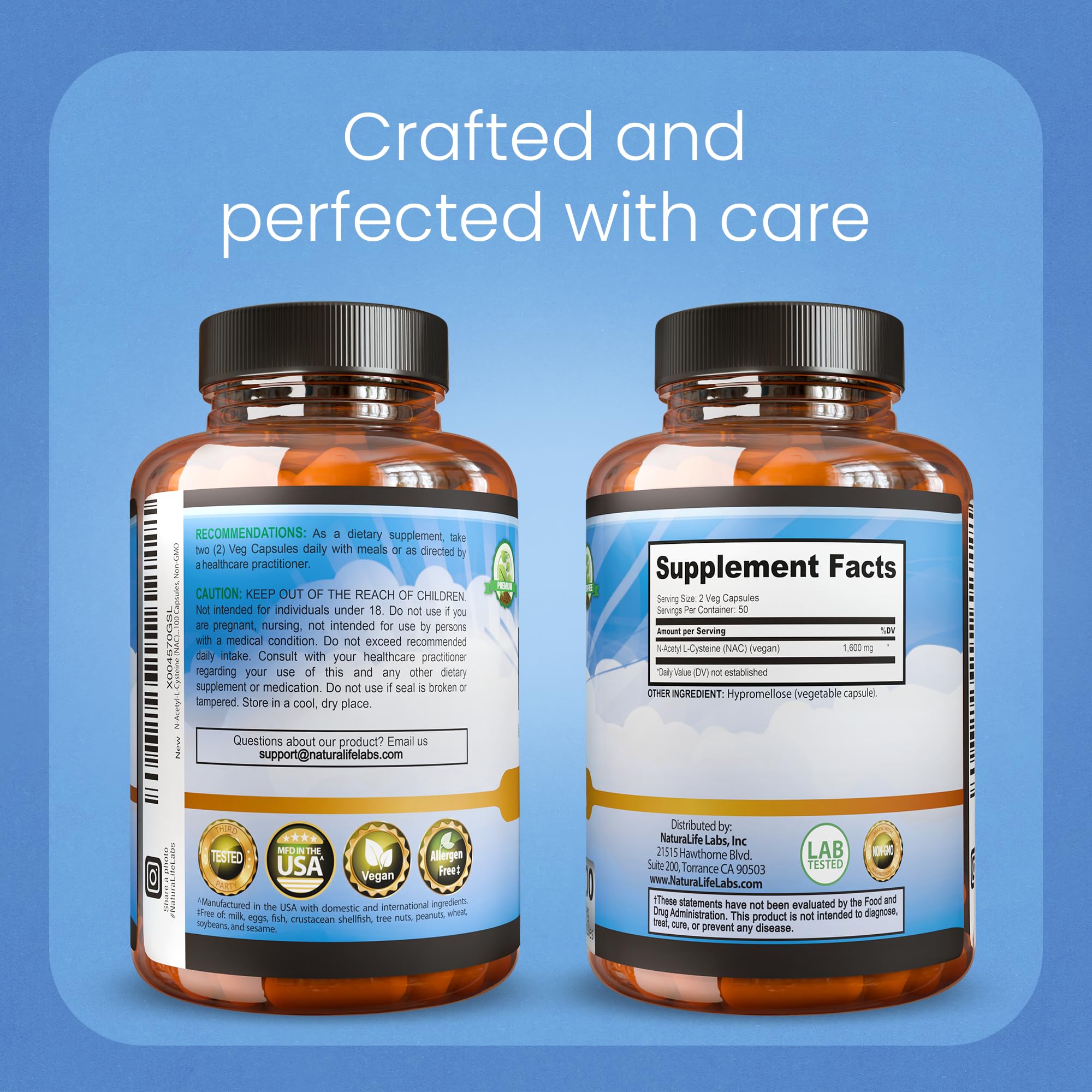 NaturaLife Labs Acetyl-L-Carnitine bottle with ingredients list