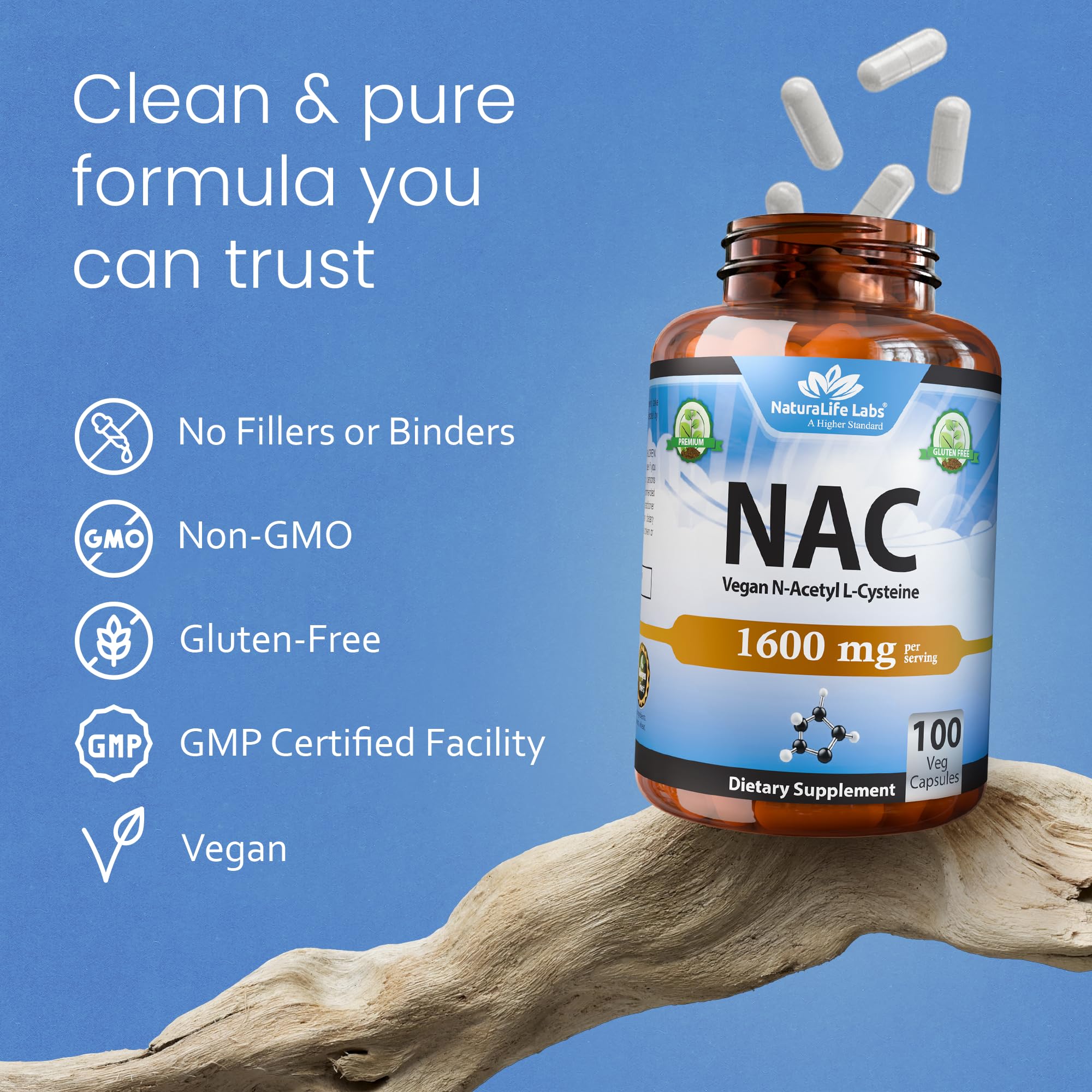 NaturaLife Labs Acetyl-L-Carnitine capsules in hand