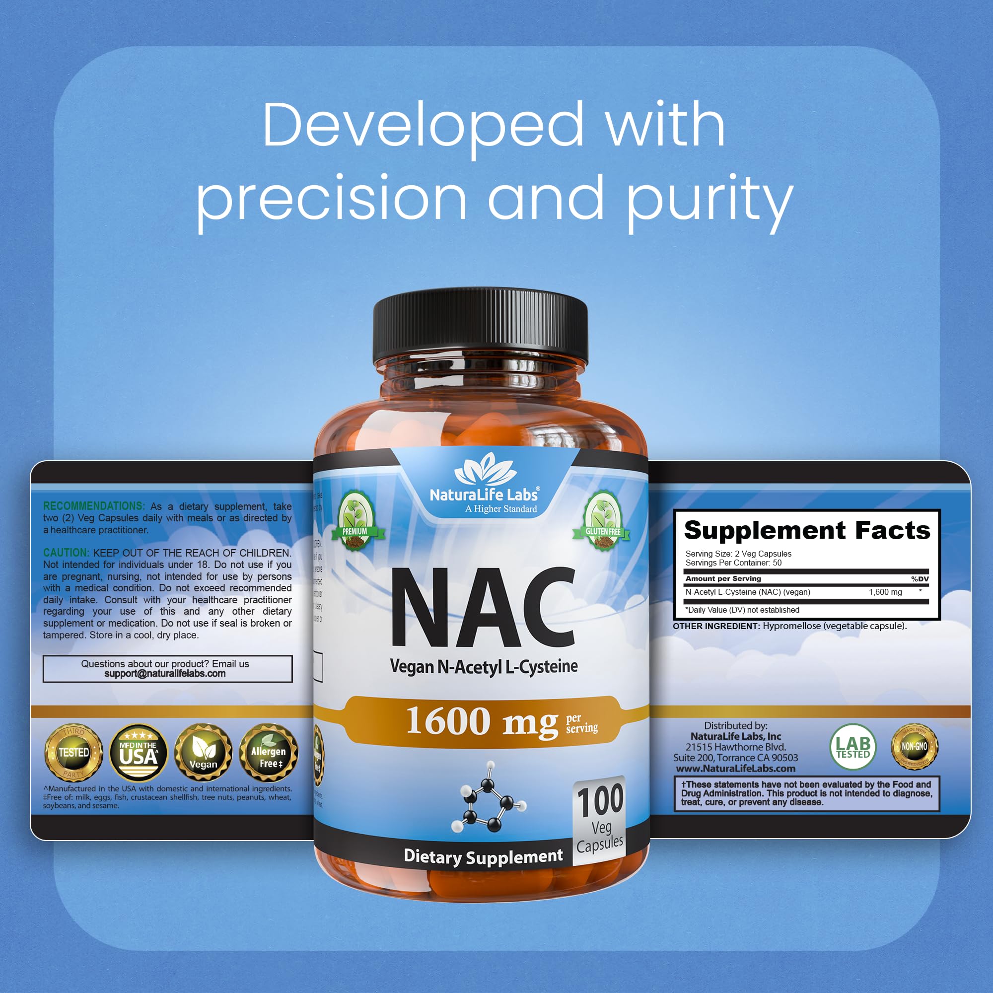 NaturaLife Labs Acetyl-L-Carnitine capsules on a kitchen counter