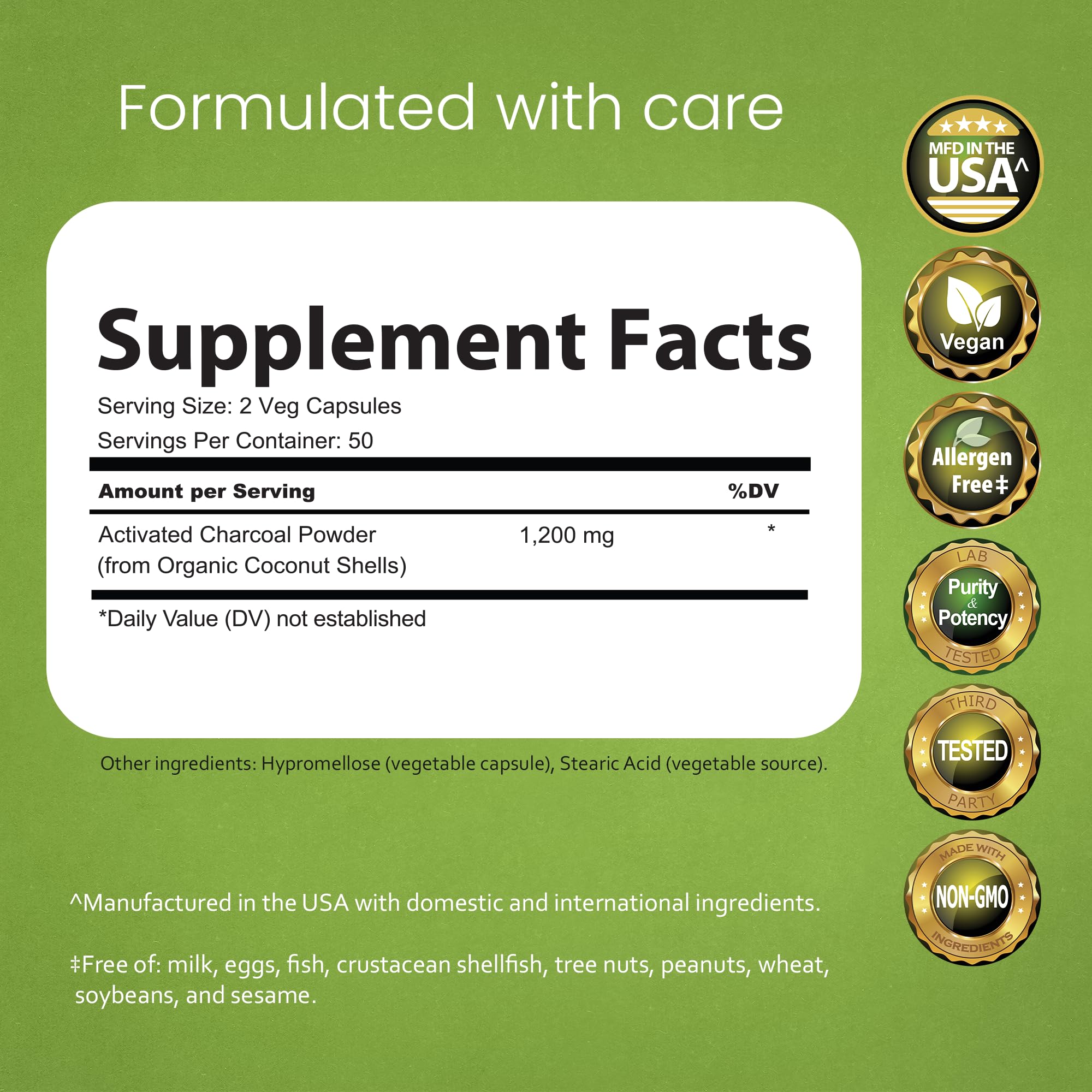 NaturaLife Labs Activated Charcoal Capsules side view showing label