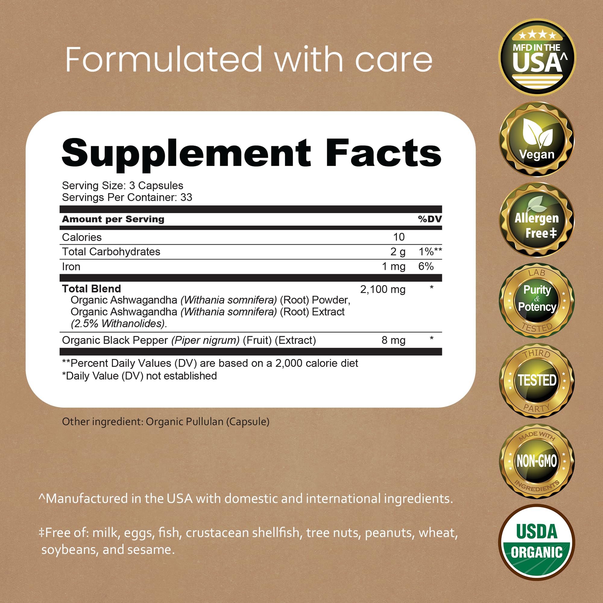 NaturaLife Labs Ashwagandha Supplement label close-up