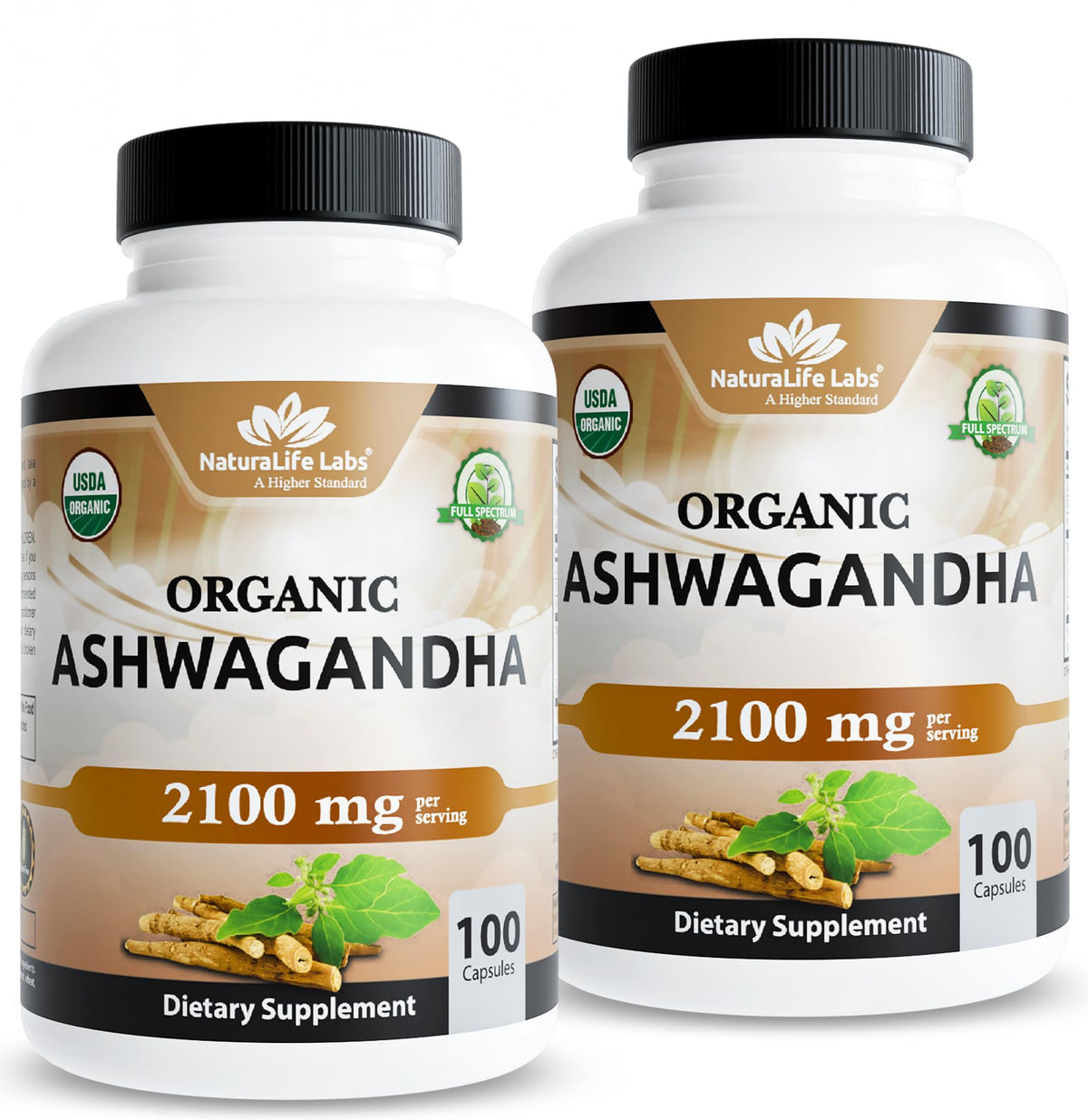 NaturaLife Labs Ashwagandha Supplement two bottles front view