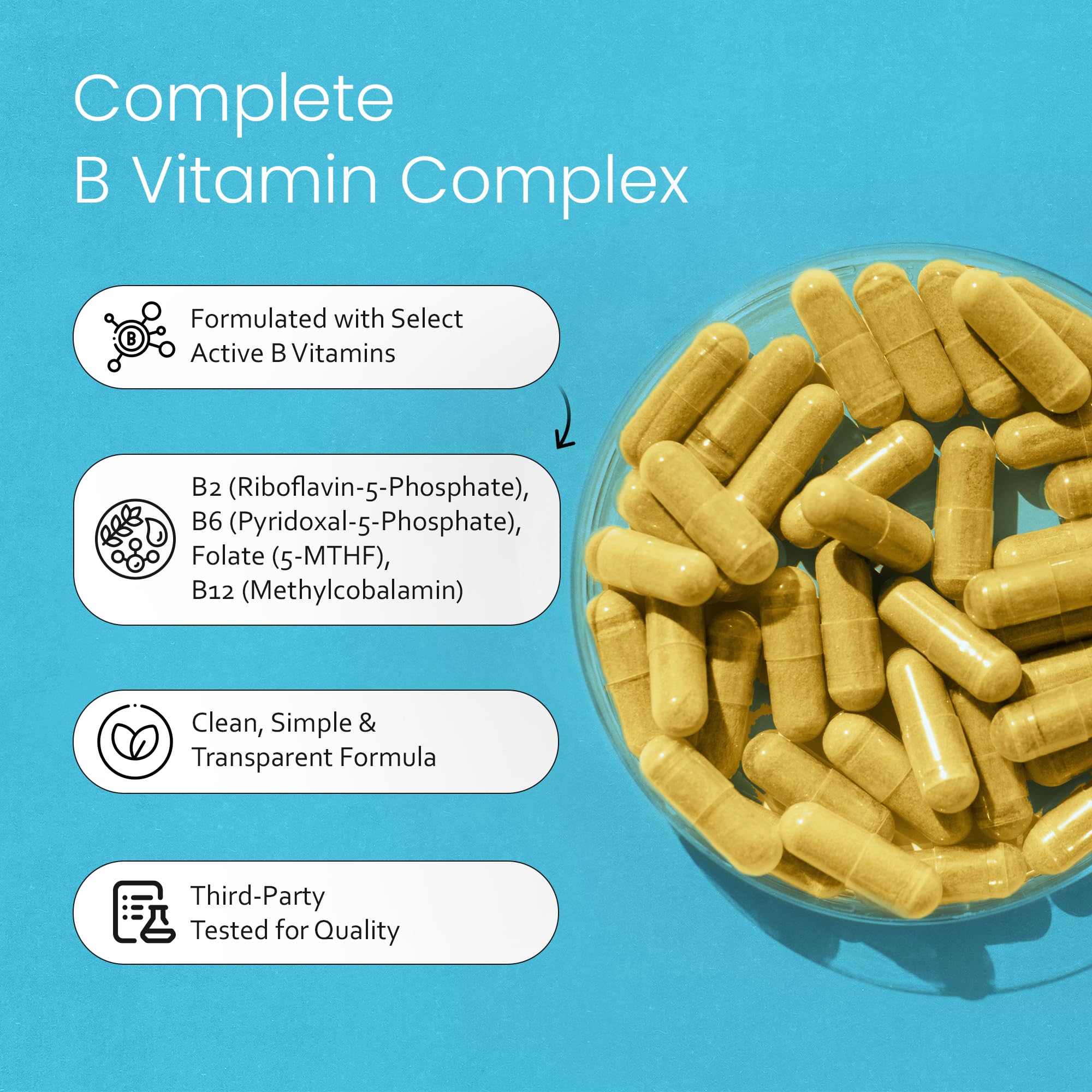 NaturaLife Labs B-Complex Vitamins 60 Capsules back view