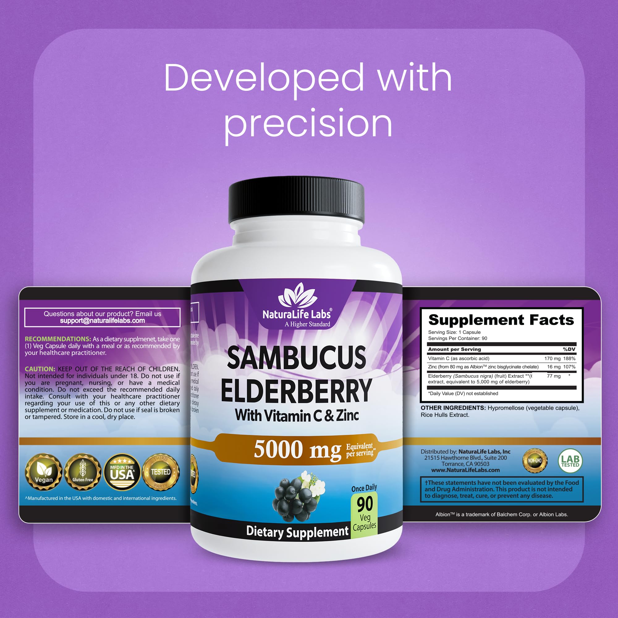 NaturaLife Labs Elderberry Supplement being poured from bottle