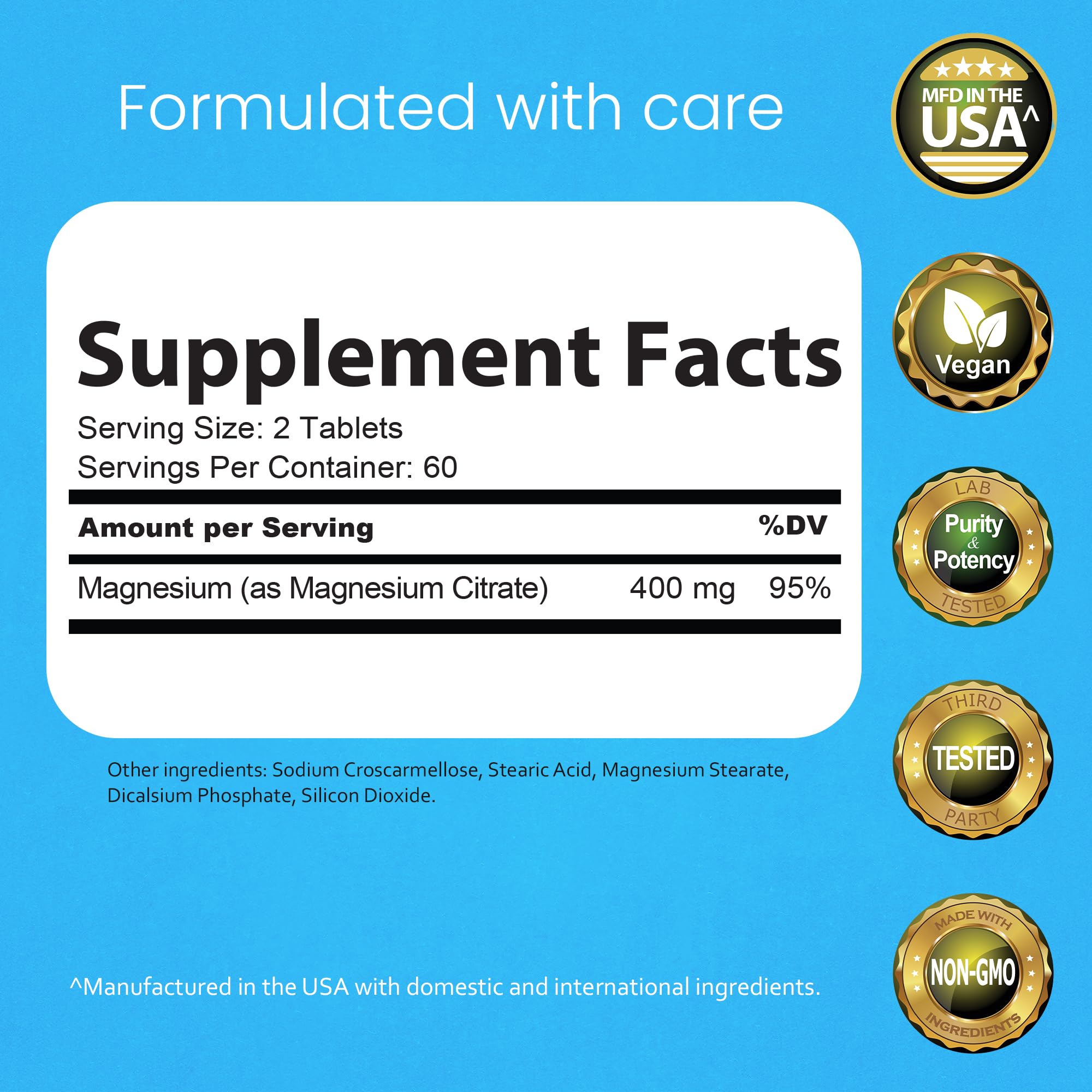 NaturaLife Labs Magnesium Citrate 400mg bottle side view