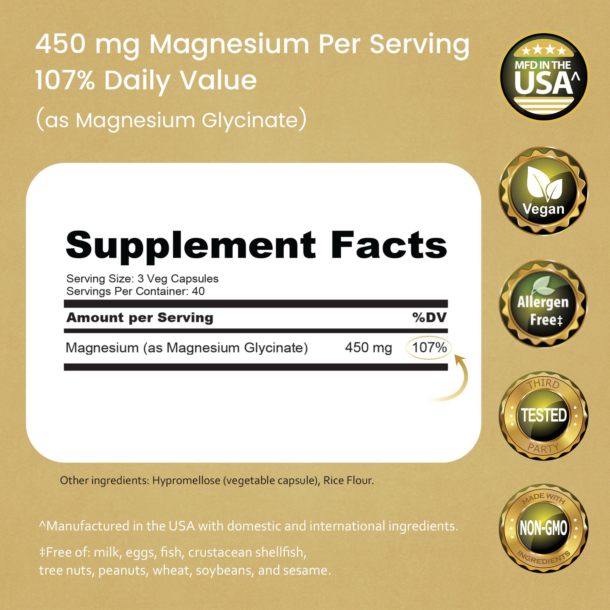 NaturaLife Labs Magnesium Glycinate 450mg supplement side view