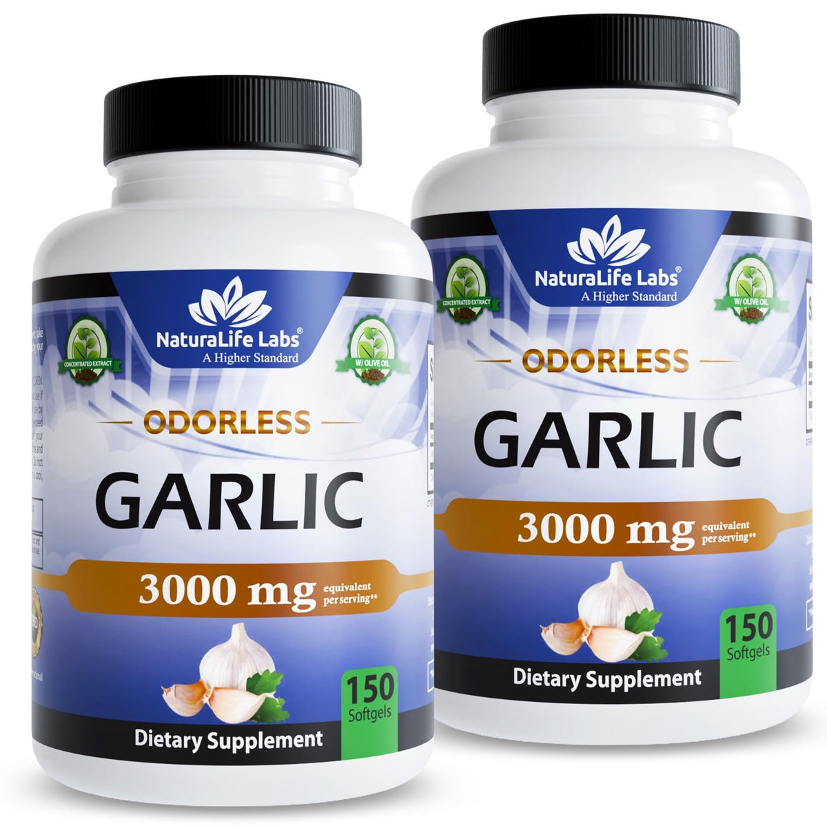 NaturaLife Labs Odorless Garlic Softgels bottle front view