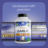 NaturaLife Labs Odorless Garlic Softgels next to fresh garlic cloves