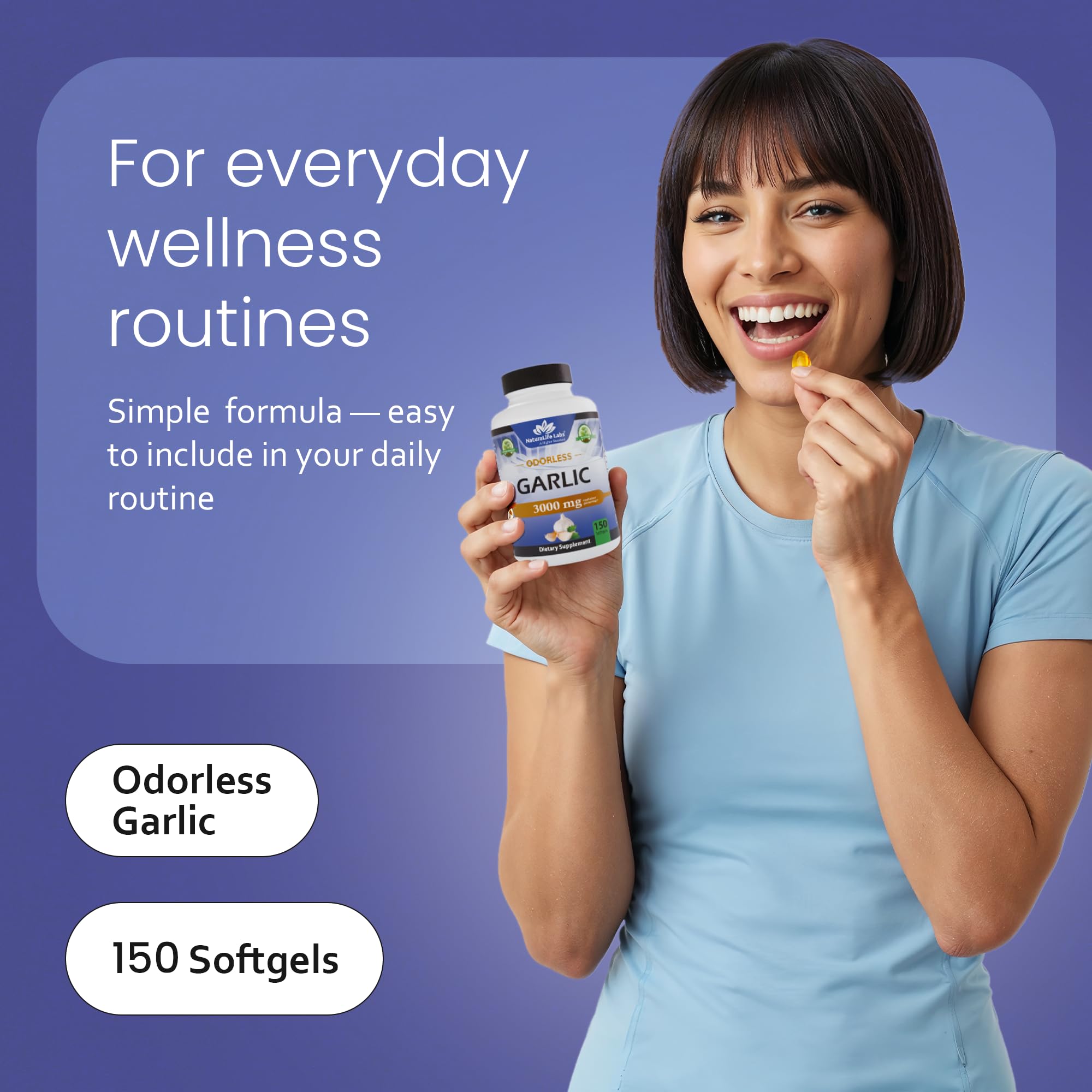 NaturaLife Labs Odorless Garlic Softgels opened with softgels visible