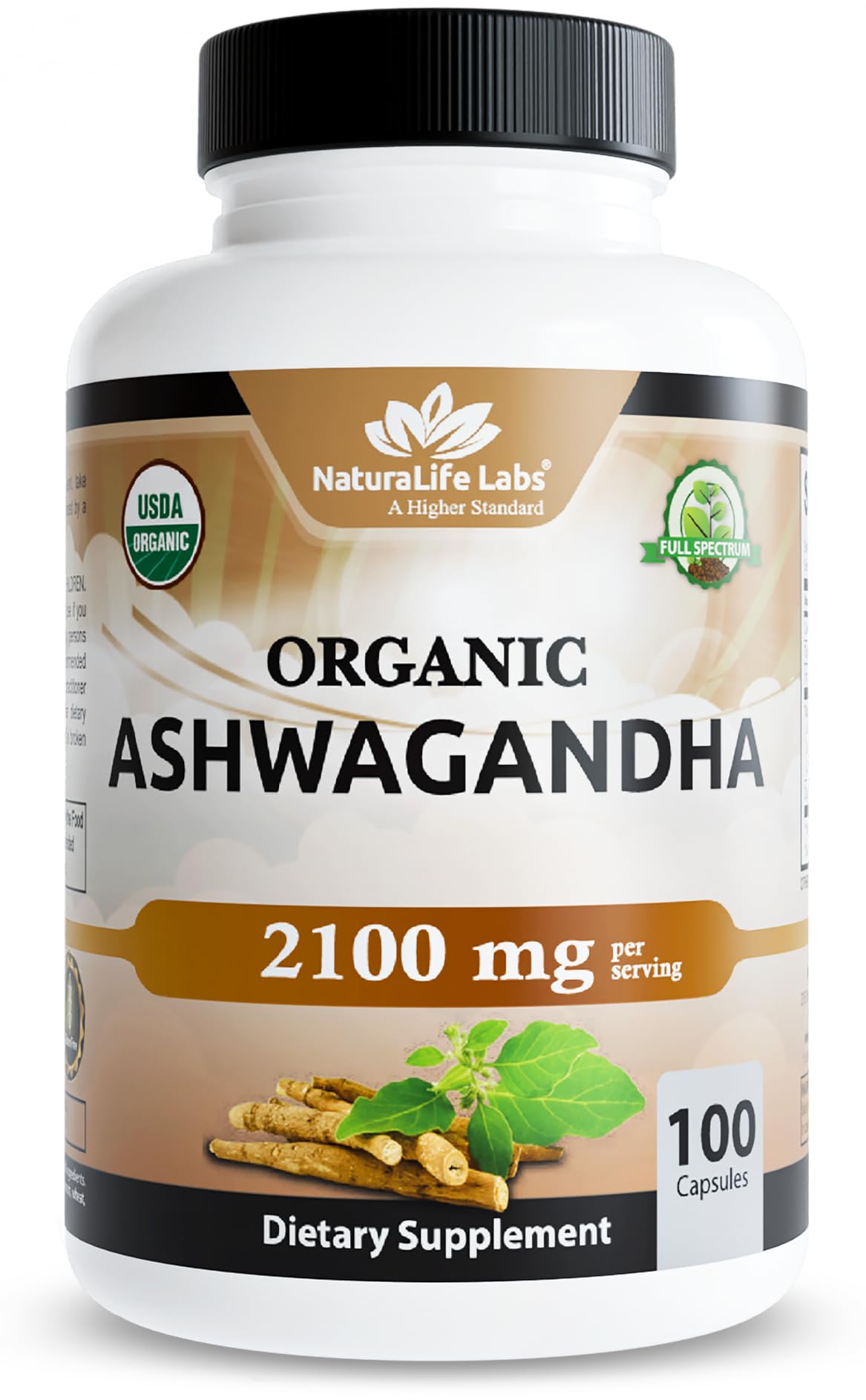 NaturaLife Labs Organic Ashwagandha supplement front view