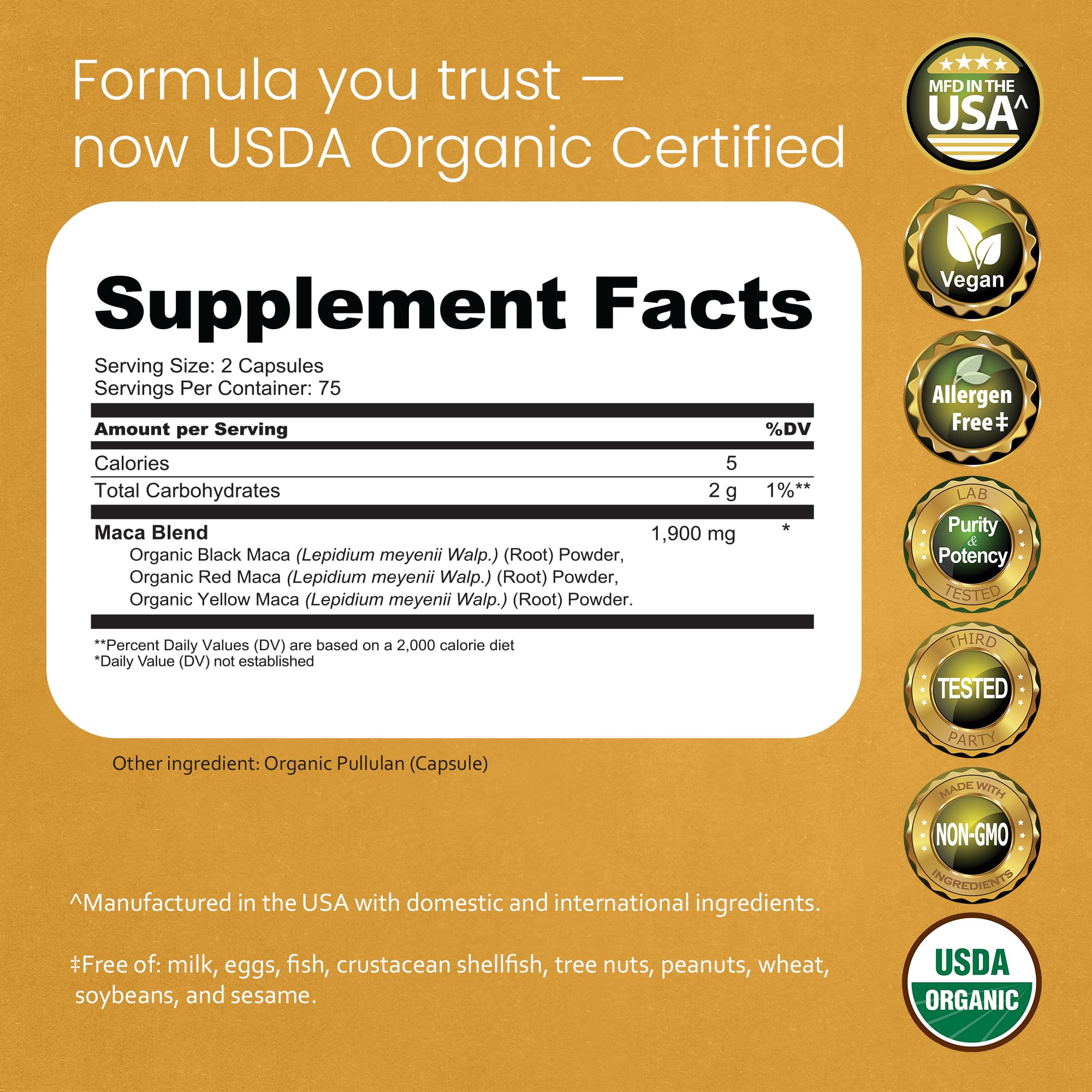 NaturaLife Labs Organic Maca Root Supplement side view showing clean label