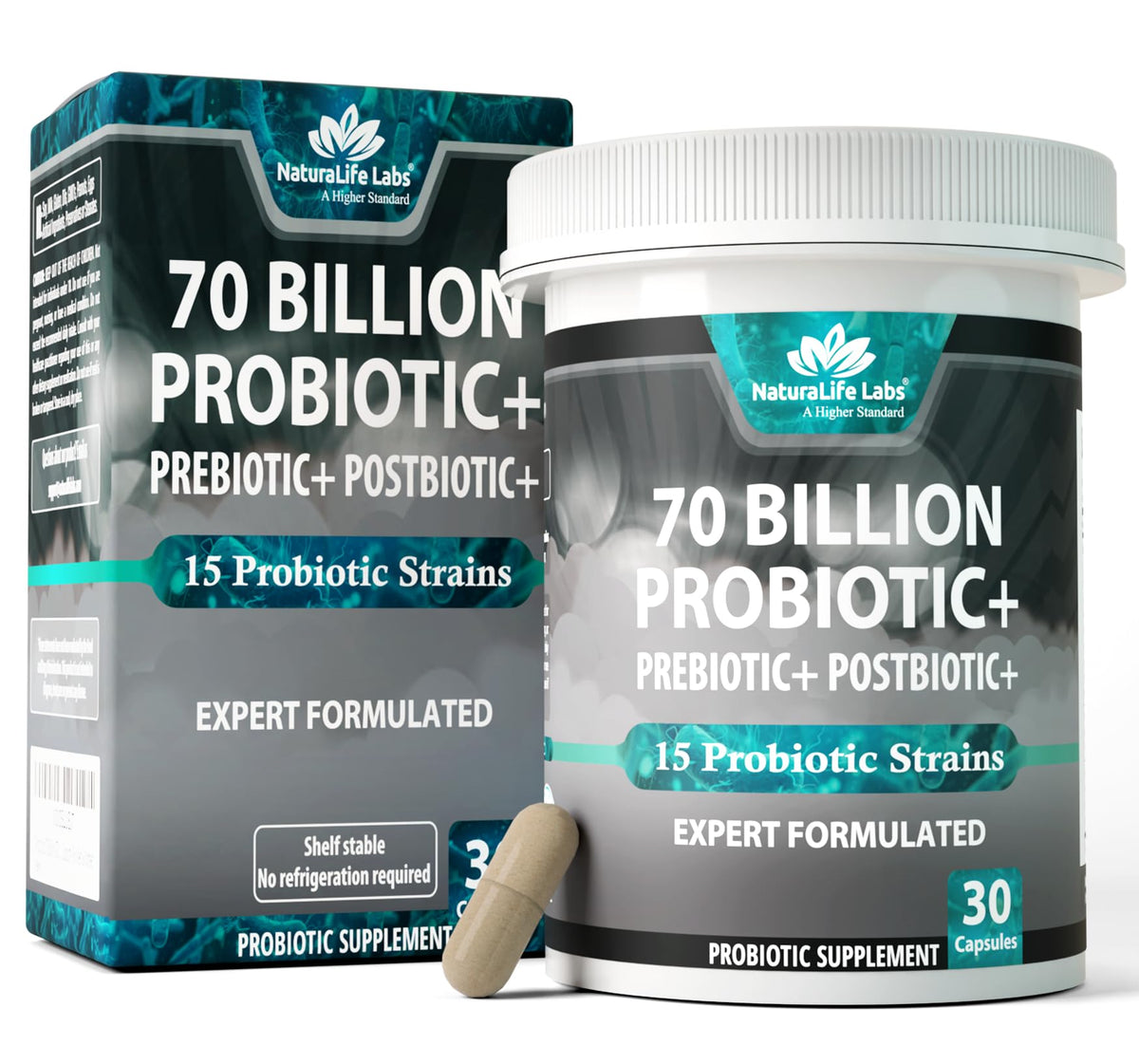 NaturaLife Labs Prebiotics 3-in-1 Formula capsule front view