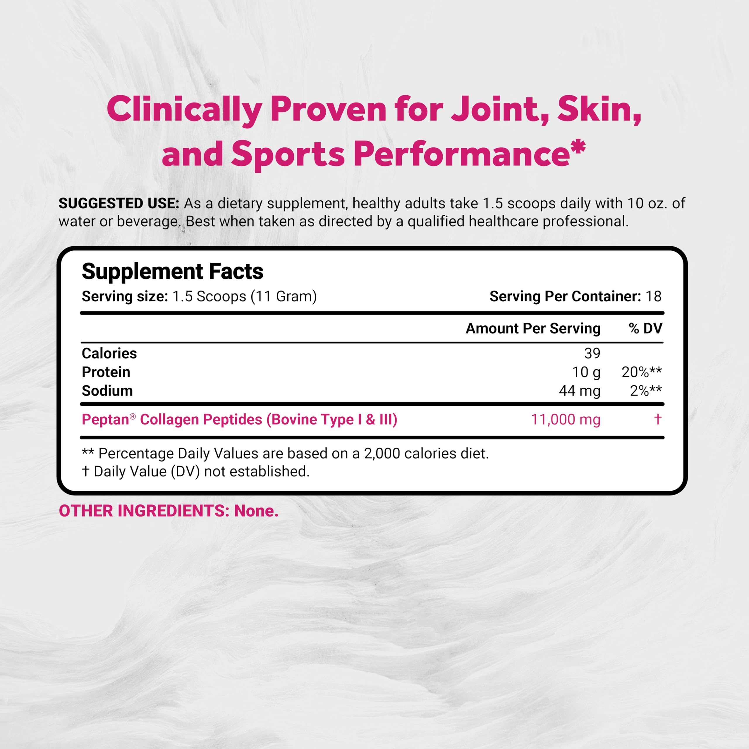 Naturalis Collagen Powder 198g back view with ingredient list