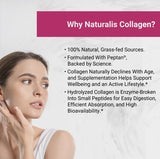 Naturalis Collagen Powder 198g displayed on a kitchen counter