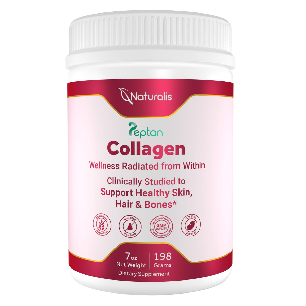 Naturalis Collagen Powder 198g front view with packaging