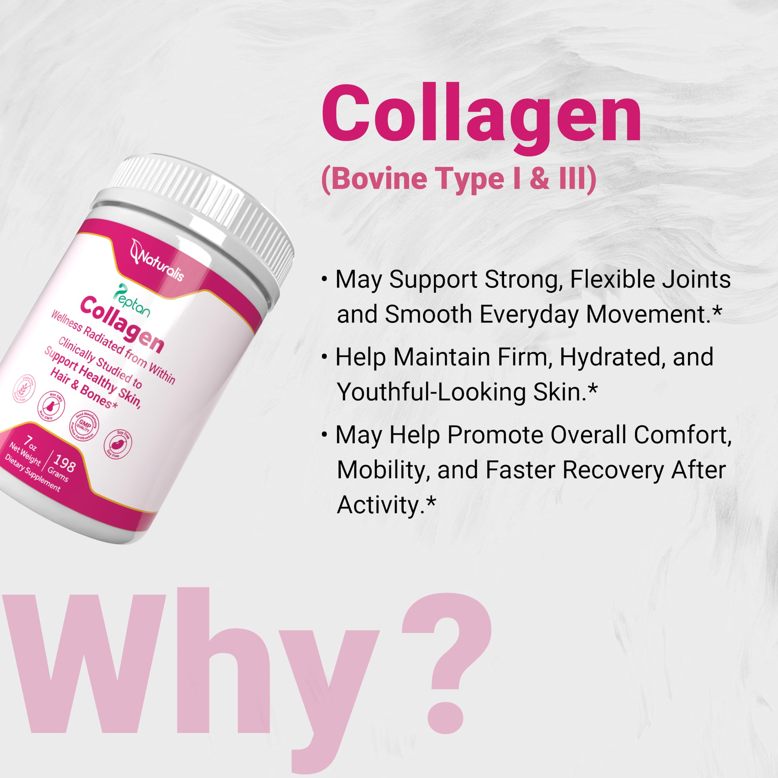 Naturalis Collagen Powder 198g in a bowl with a spoon