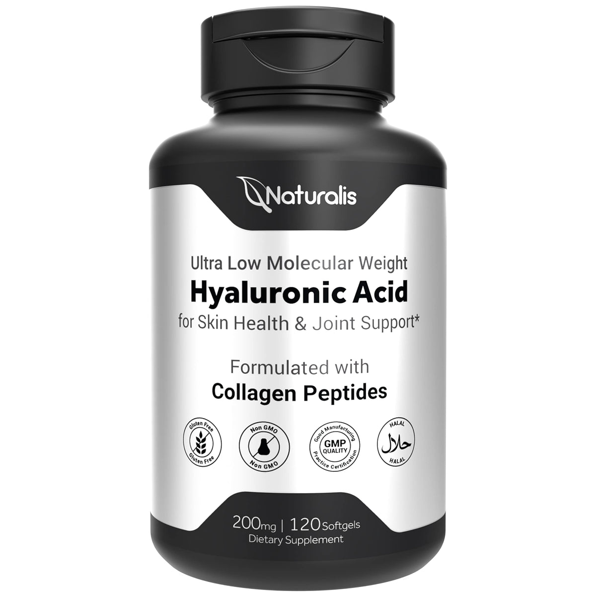 Naturalis Hyaluronic Acid Collagen Supplement front view of packaging