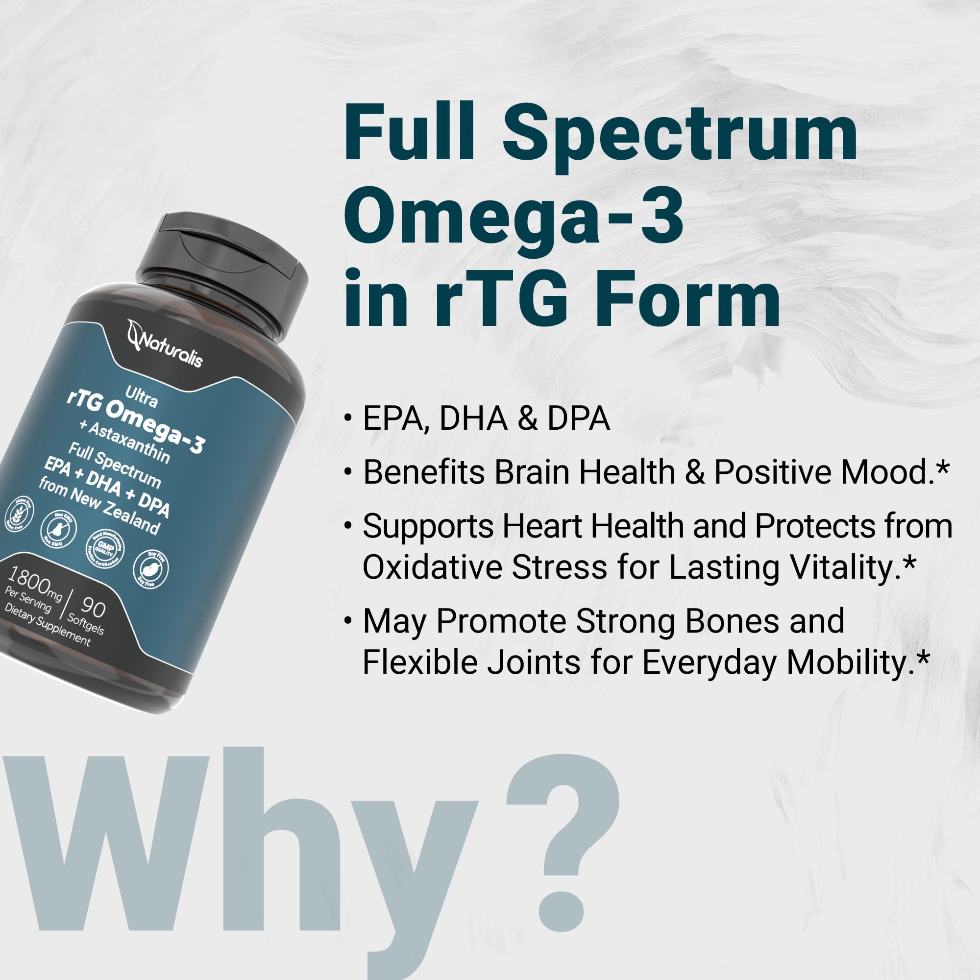 Naturalis Omega-3 Fish Oil softgels on a wooden table
