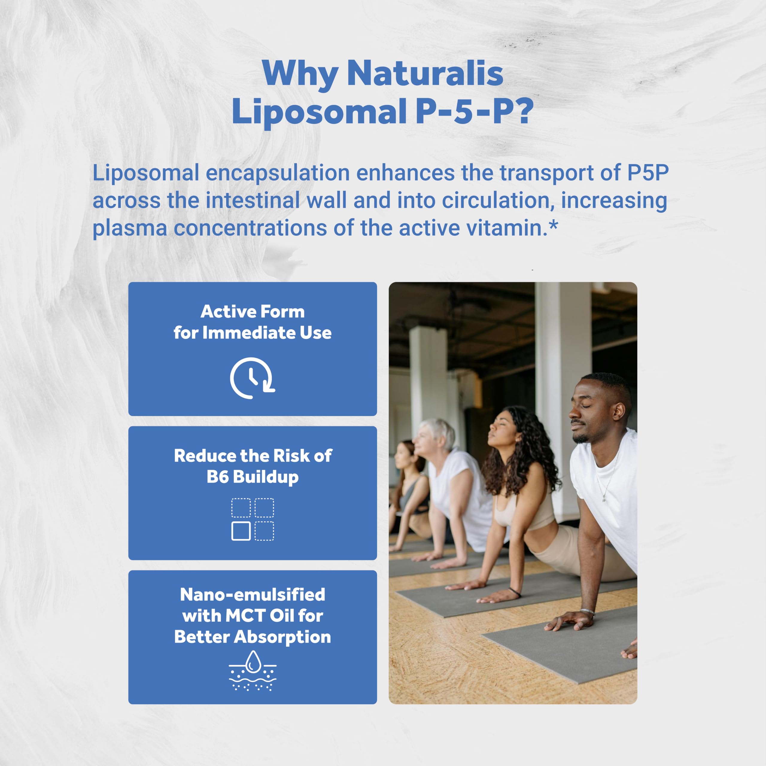 Naturalis P5P Vitamin B6 softgel on a wooden table