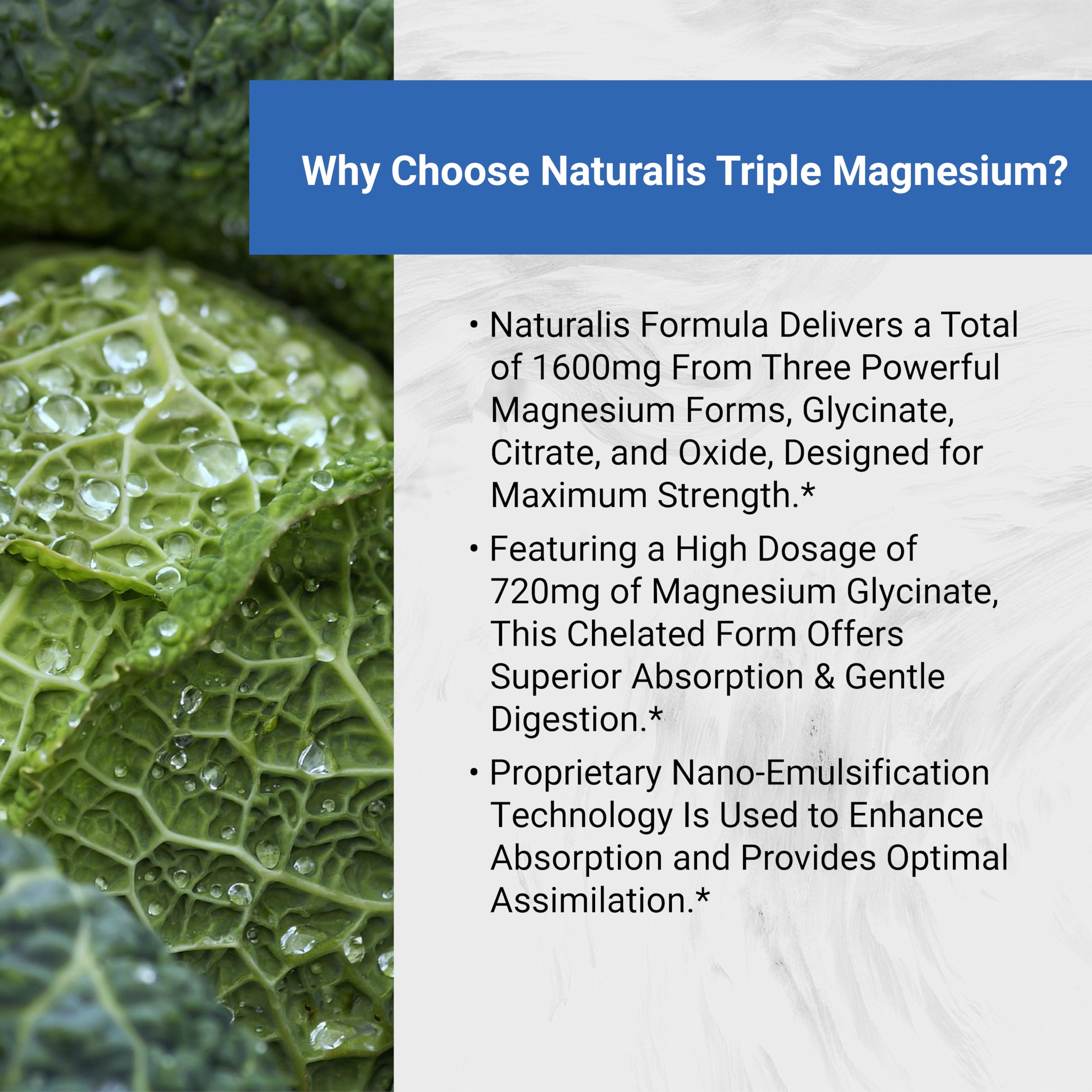 Naturalis Triple Magnesium Complex 250mg softgels with measuring spoon