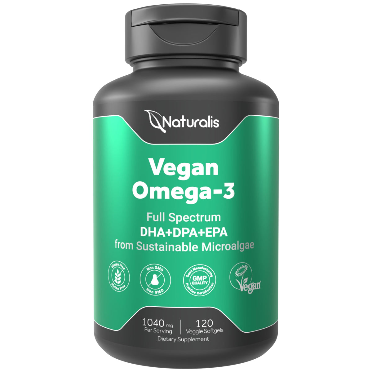 Naturalis Vegan Omega-3 Algae Oil 1040mg front view