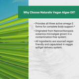 Naturalis Vegan Omega-3 Algae Oil softgel with measuring spoon