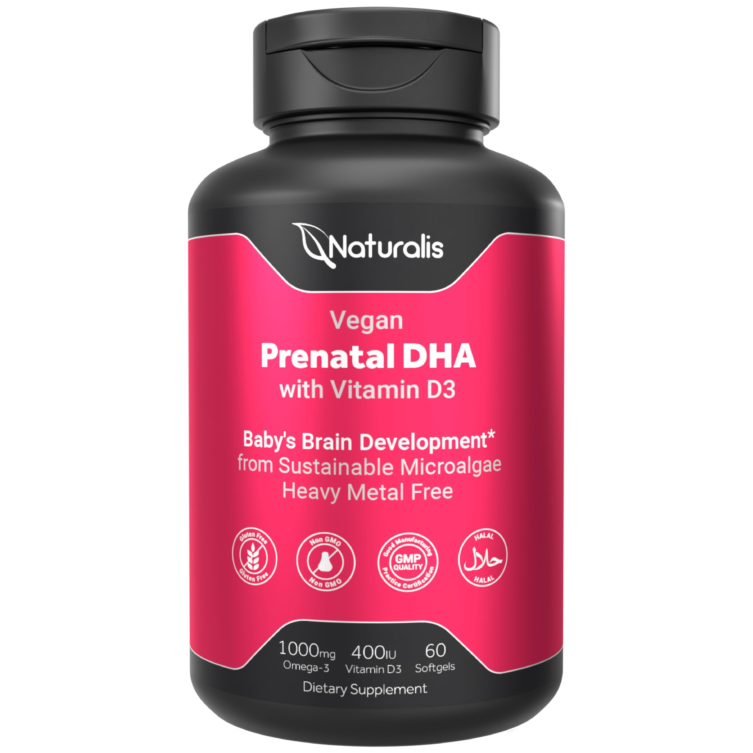 Naturalis Vegan Prenatal Pro Omega-3 supplement softgels front view