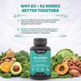 Naturalis Vegan Vitamin D3 + K2 softgel capsules on a wooden table