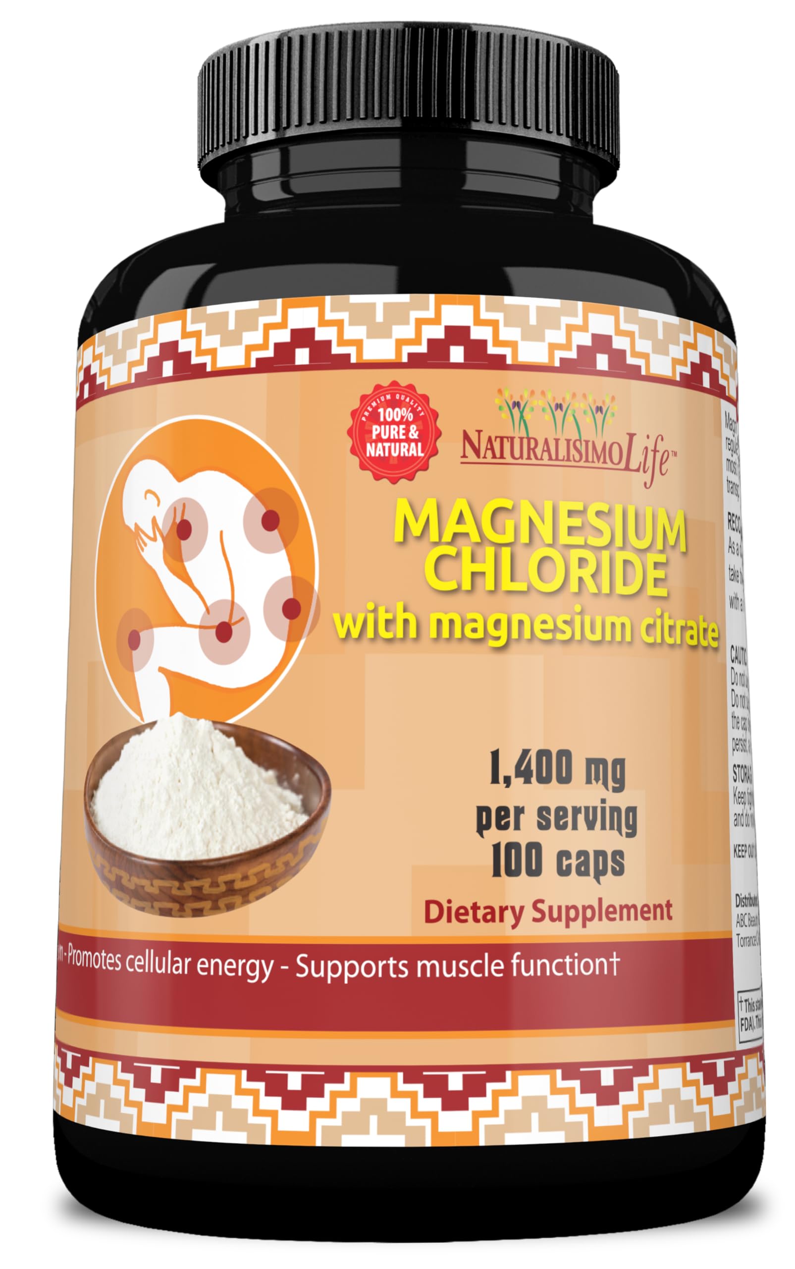NaturalisimoLife Magnesium Chloride Capsules 800mg bottle front view