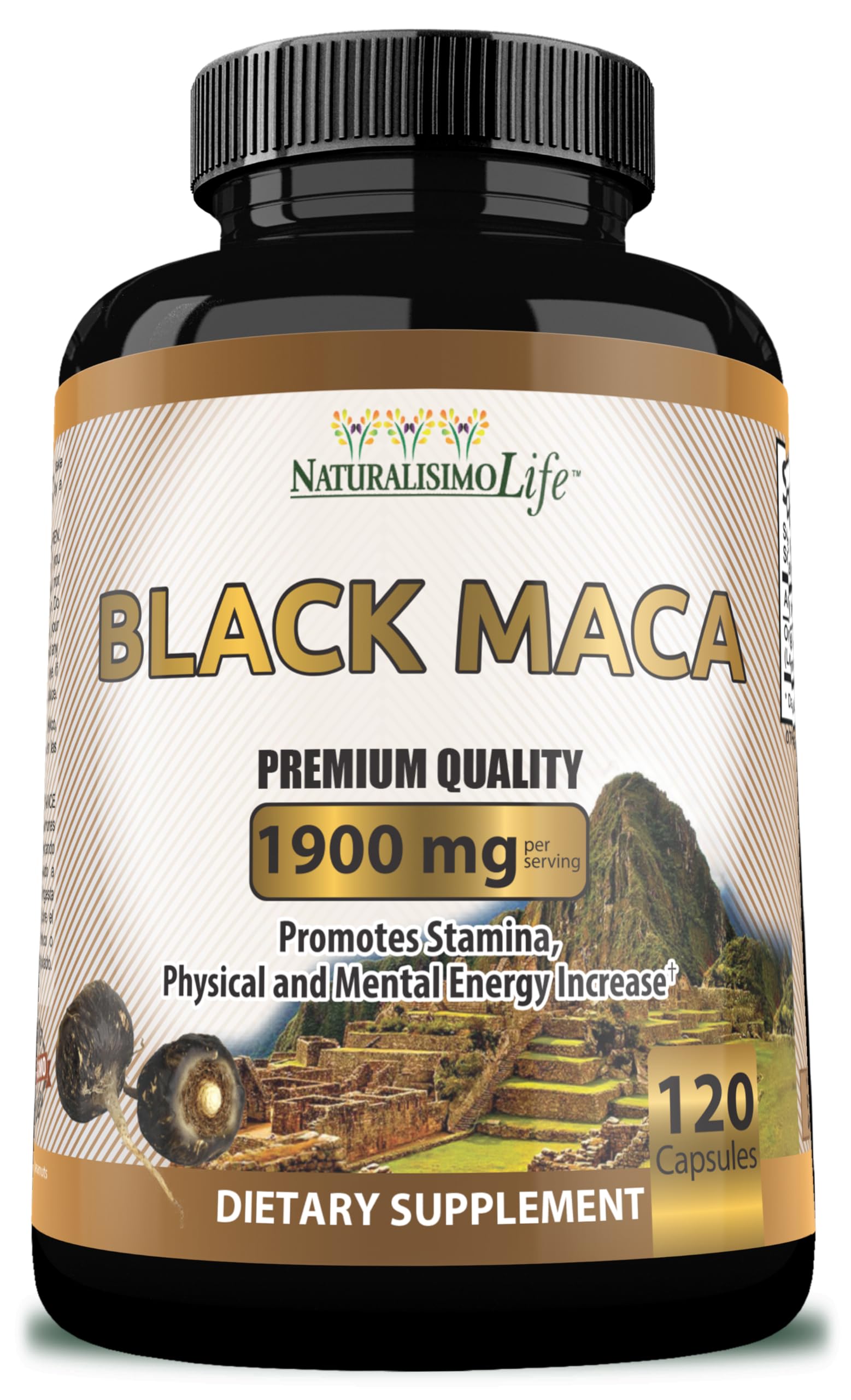 NaturalisimoLife Organic Black Maca 120 Capsules front view