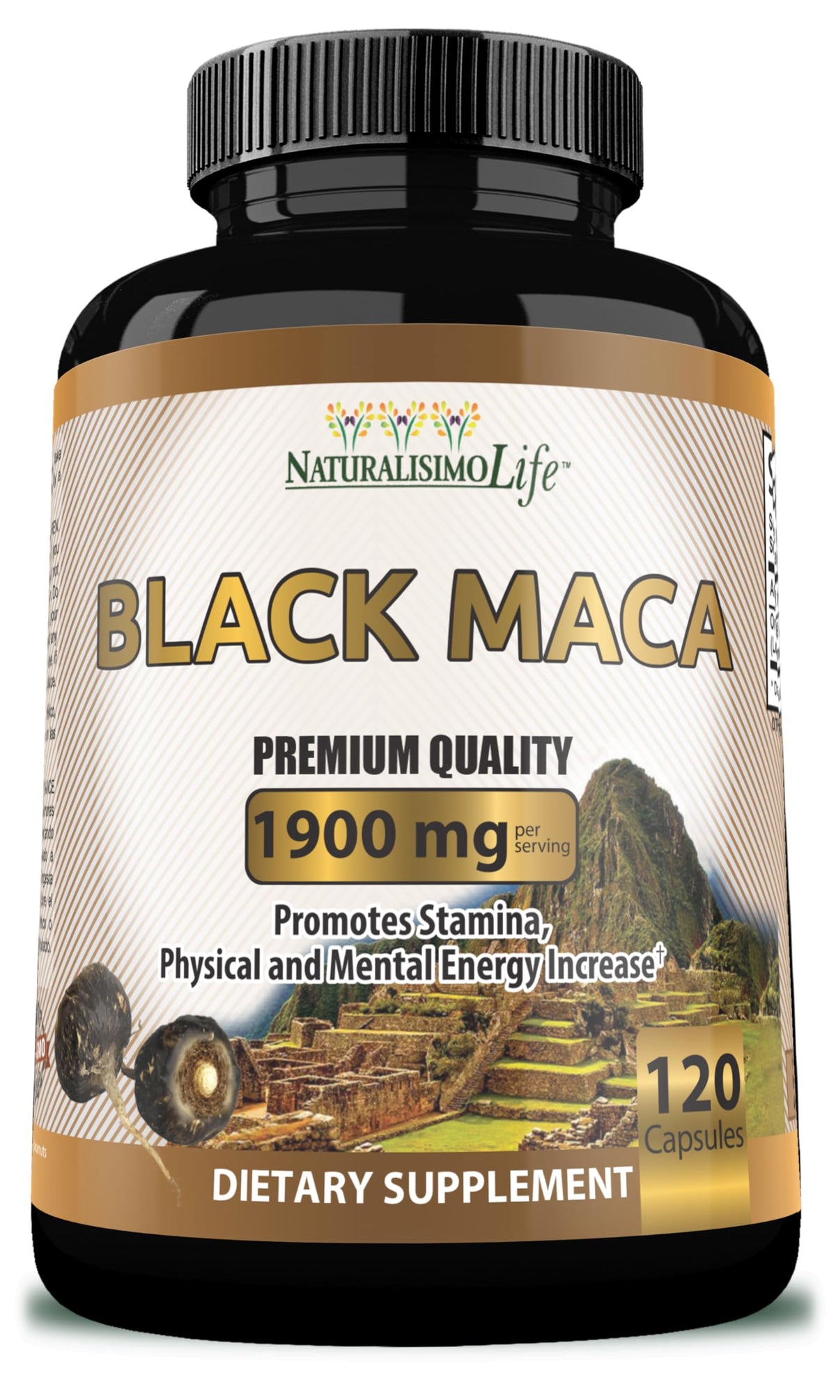NaturalisimoLife Organic Black Maca 120 Capsules front view