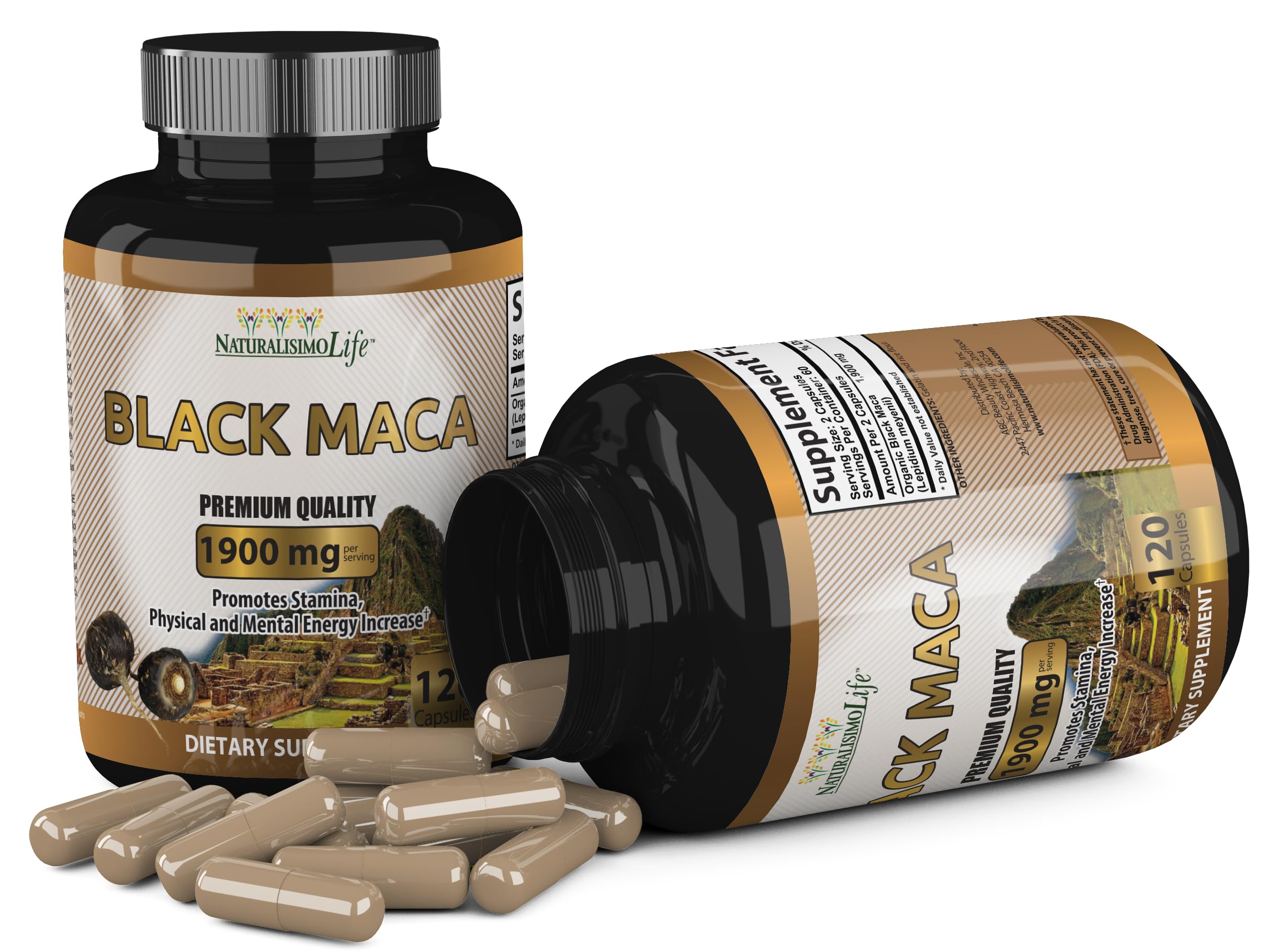 NaturalisimoLife Organic Black Maca bottle with label