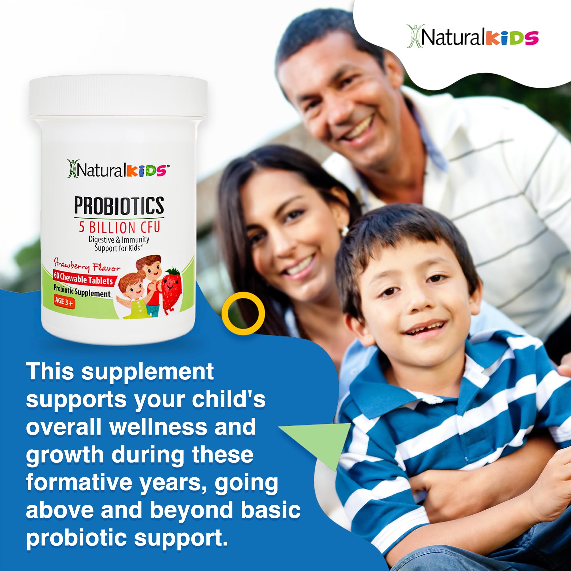 NaturalKids Kids Probiotic Chewables with fresh strawberries