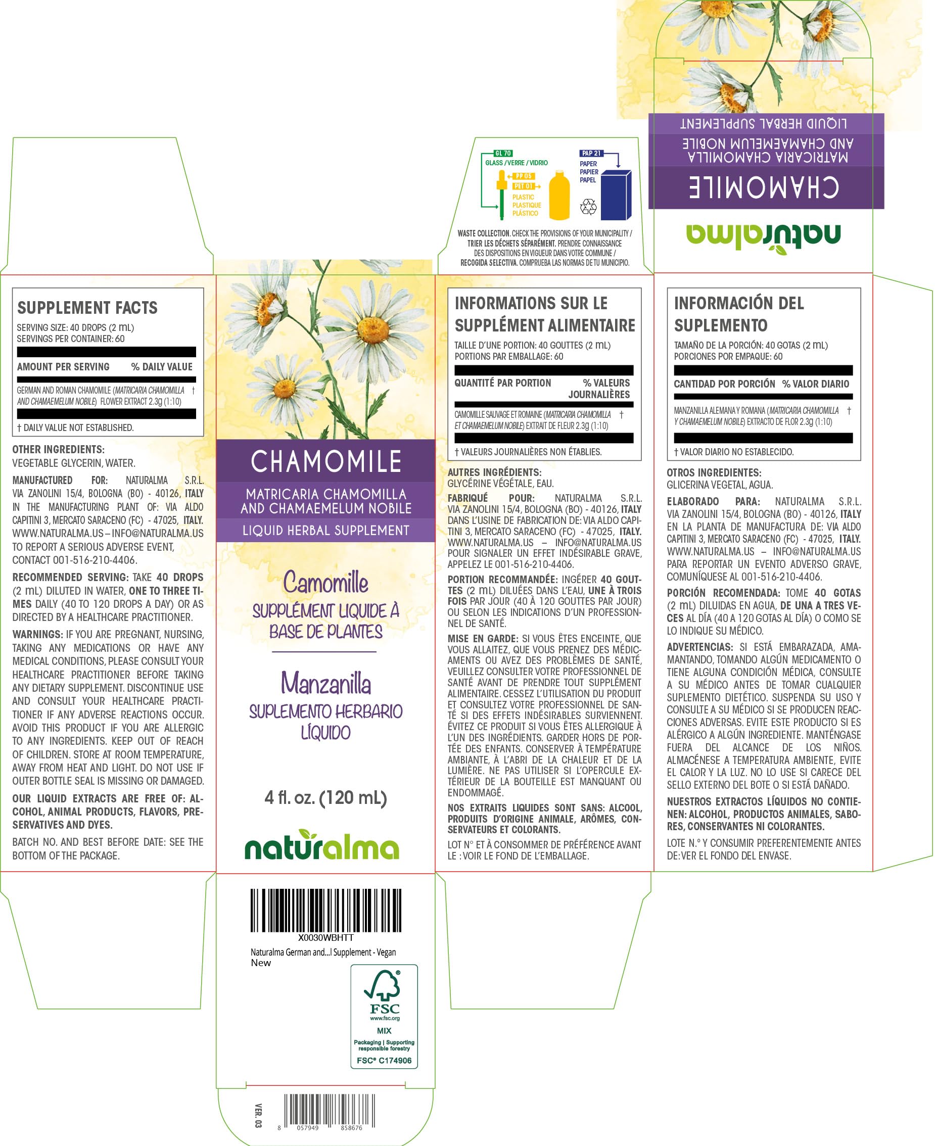 Naturalma Chamomile Liquid Extract packaging
