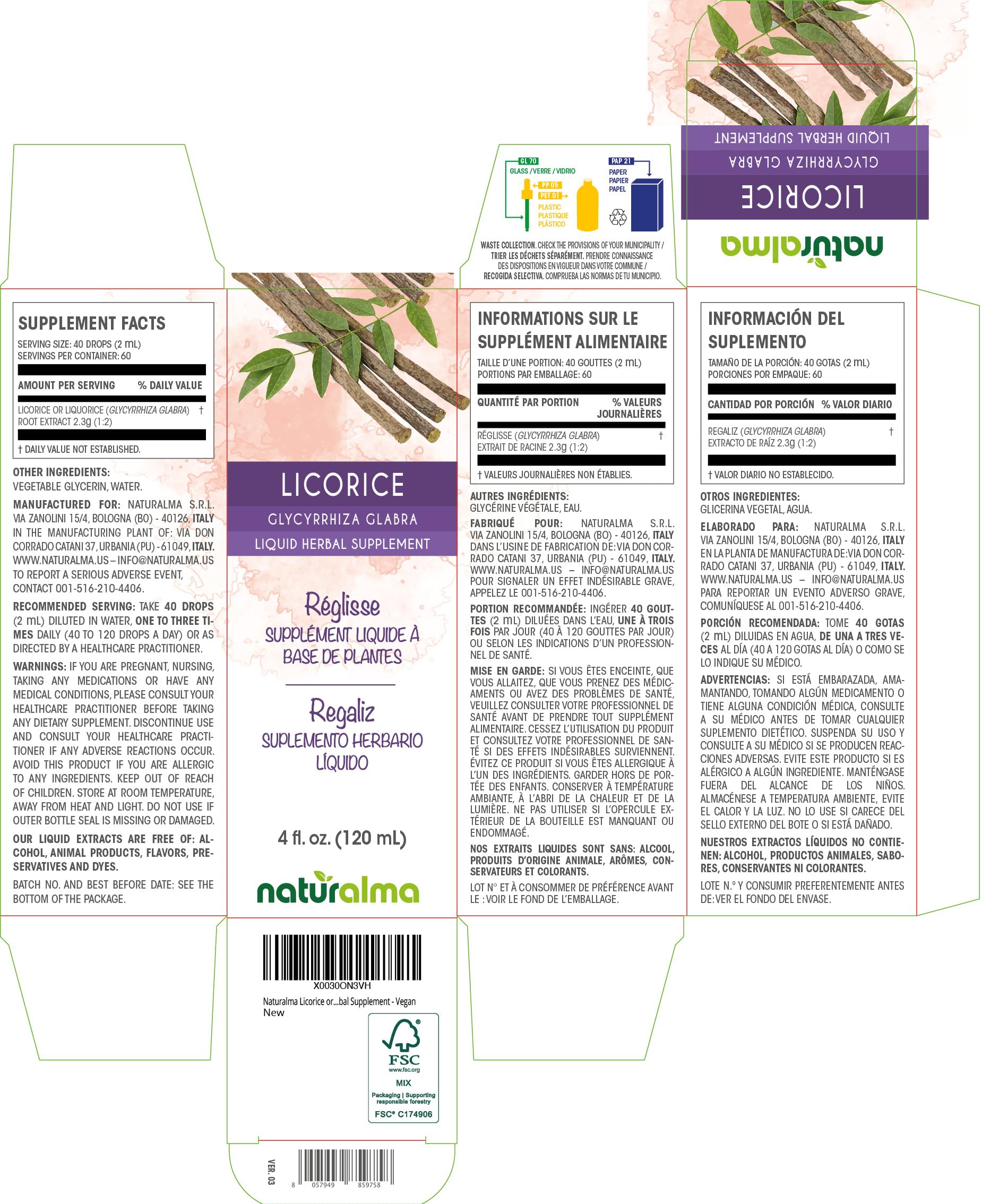 Naturalma Licorice Root Tincture bottle with dropper