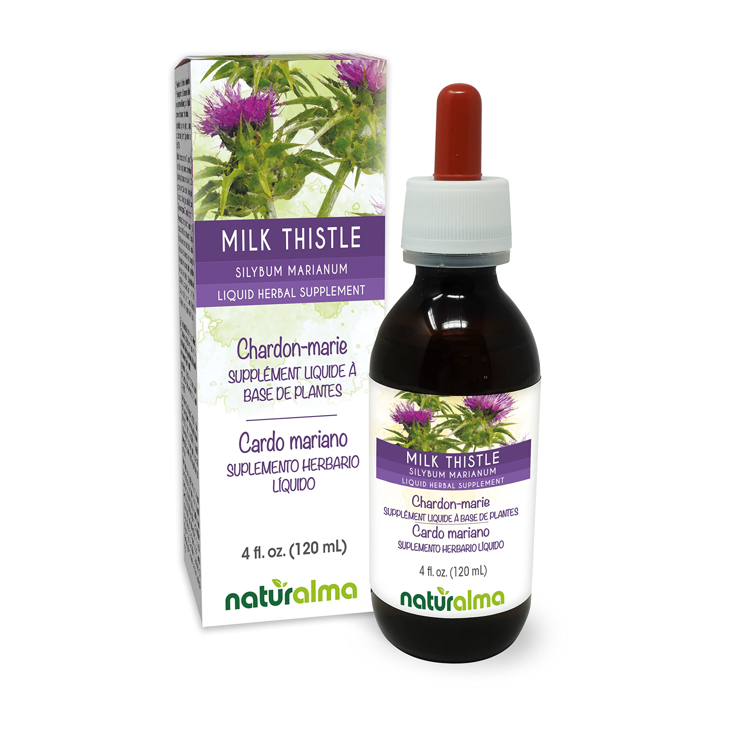 Naturalma Milk Thistle liquid extract front view, 168g bottle